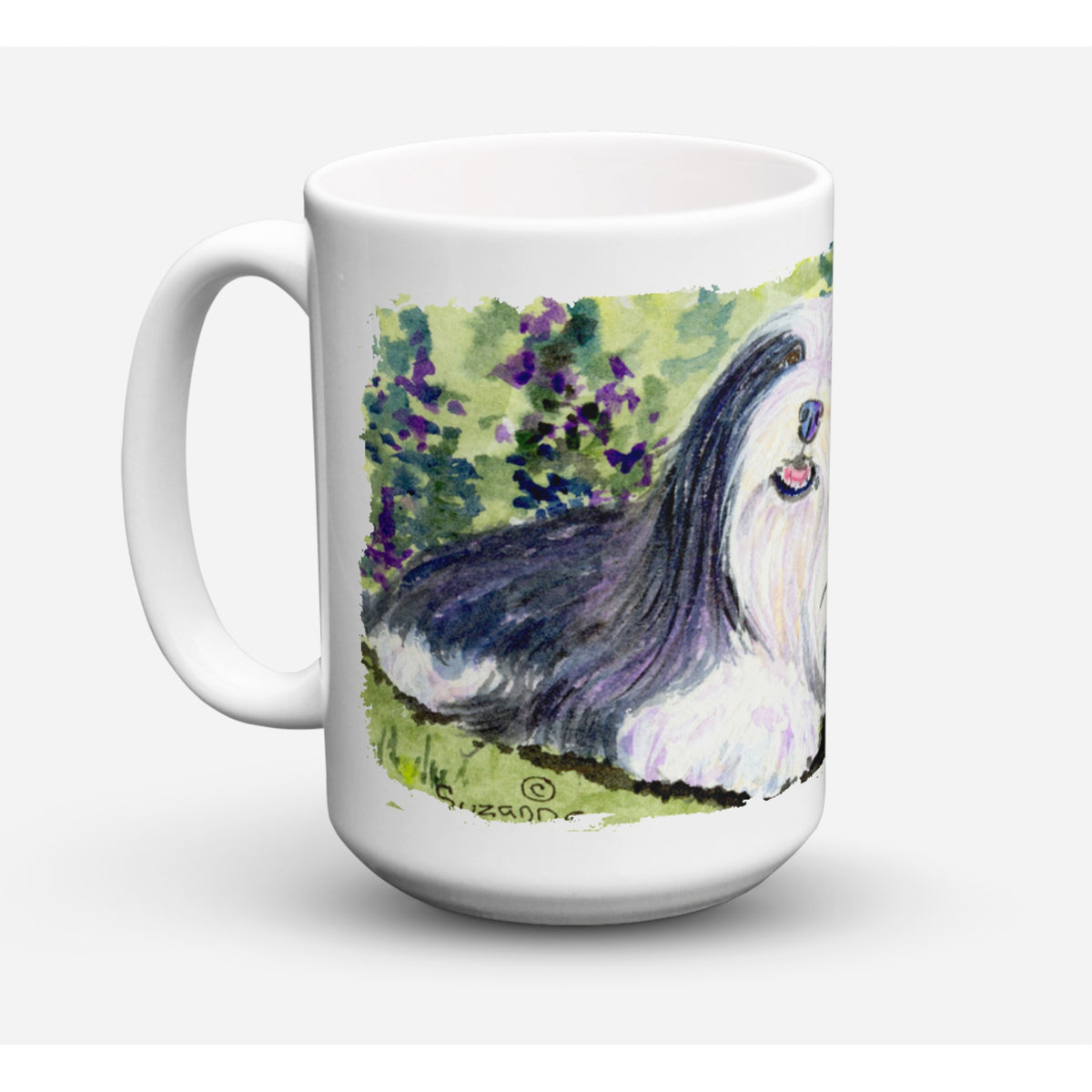 'Caroline's Treasures SS8816CM15 Bearded Collie Microwavable Ceramic Coffee Mug, 15 oz, Multicolor''