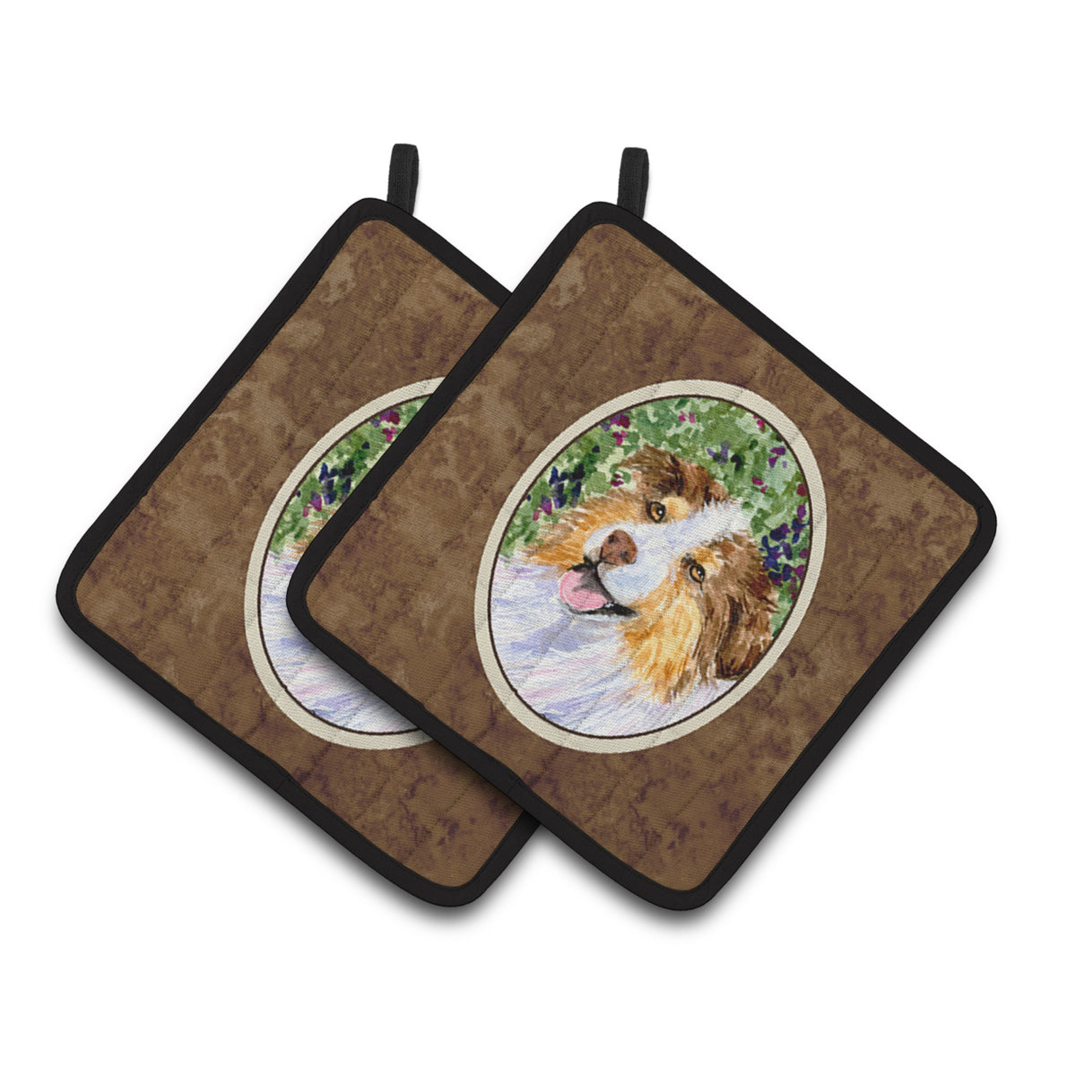 'Caroline'S Treasures Australian Shepherd Pair Of Pot Holders Ss8819Pthd, 7.5Hx7.5W, Multicolor''