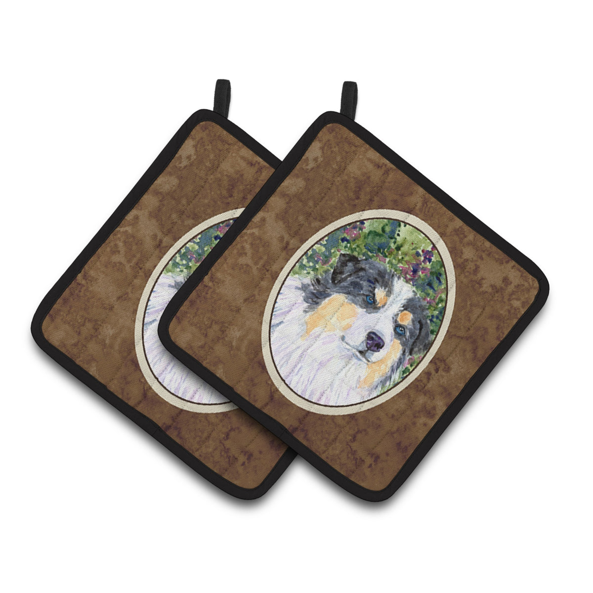 'Caroline'S Treasures Australian Shepherd Pair Of Pot Holders Ss8821Pthd, 7.5Hx7.5W, Multicolor''