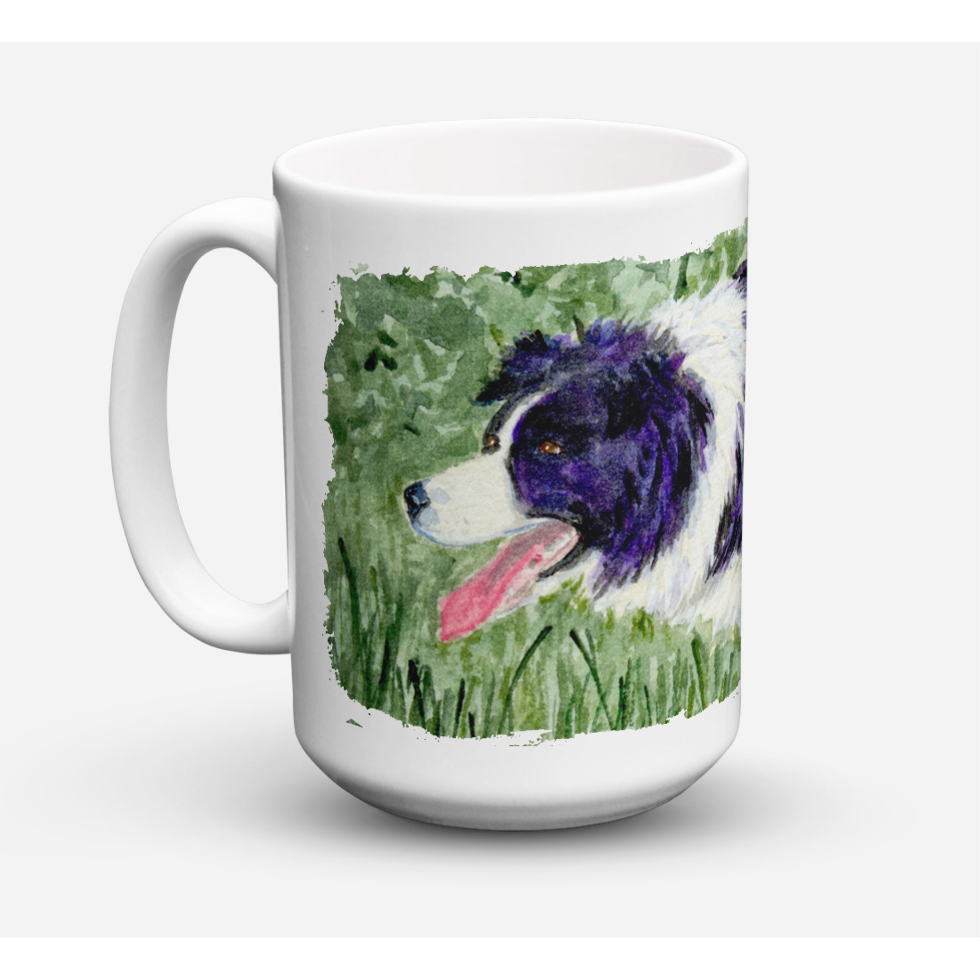 Carolines Treasures SS8843CM15 Border Collie Microwavable Ceramic Coffee Mug 15 oz Multicolor