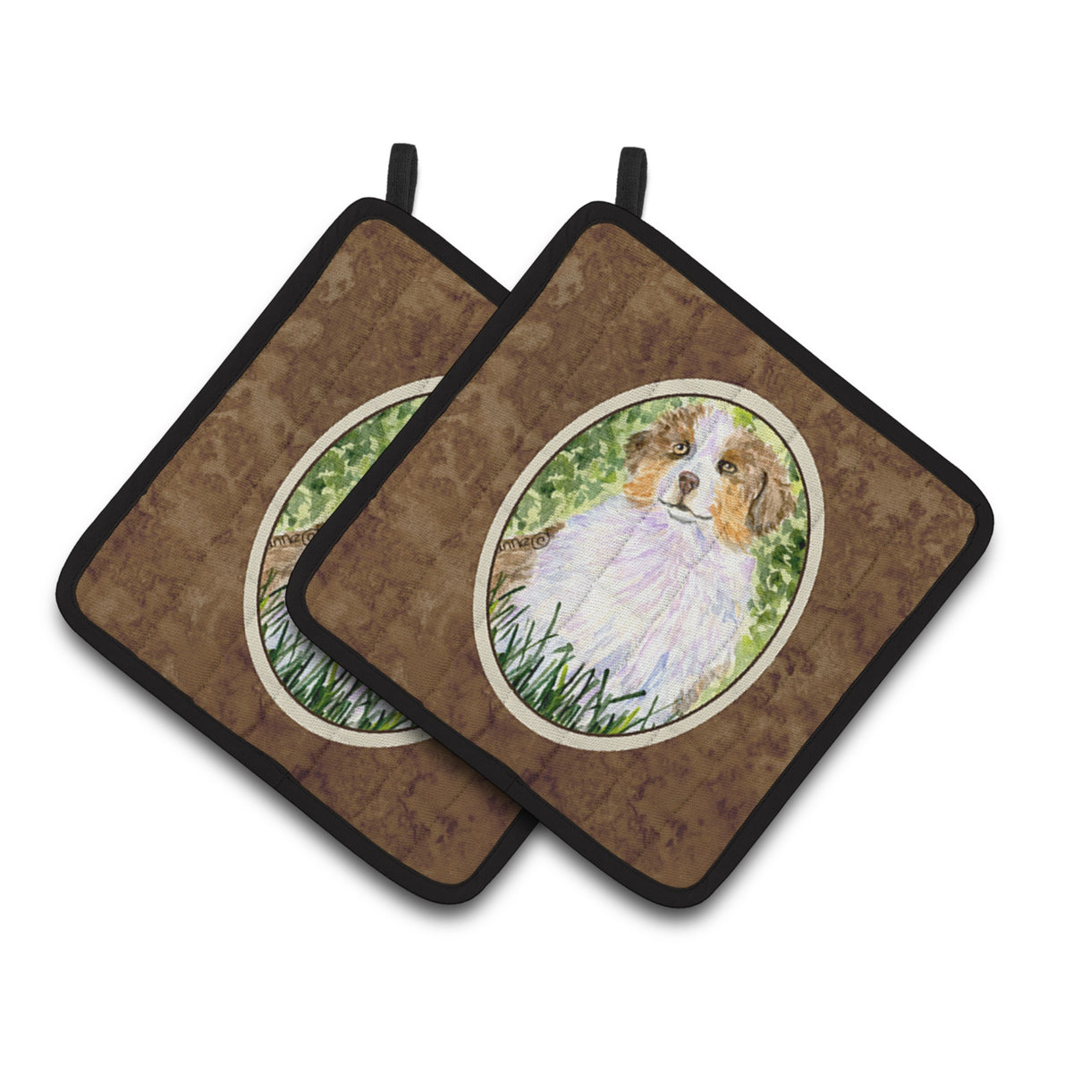 'Caroline'S Treasures Australian Shepherd Pair Of Pot Holders Ss8844Pthd, 7.5Hx7.5W, Multicolor''