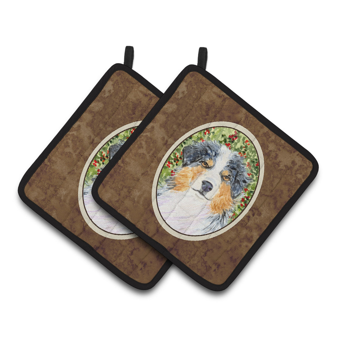 'Caroline'S Treasures Australian Shepherd Pair Of Pot Holders Ss8848Pthd, 7.5Hx7.5W, Multicolor''
