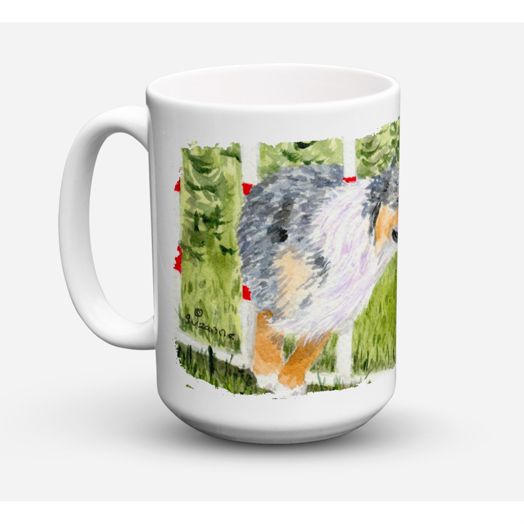 'Caroline's Treasures SS8885CM15 Australian Shepherd Microwavable Ceramic Coffee Mug, 15 oz, Multicolor''