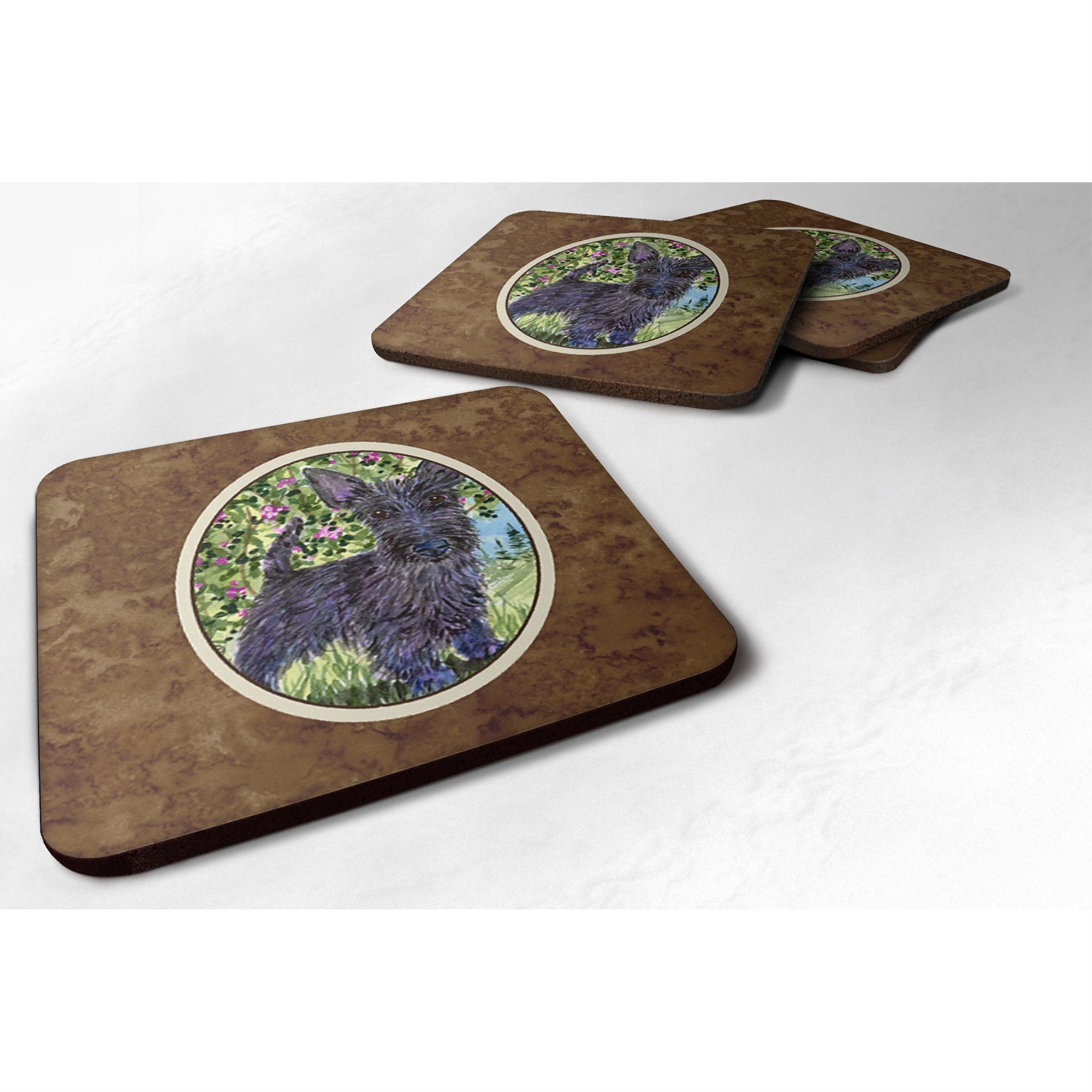 'Caroline'S Treasures Ss8889Fc Scottish Terrier Foam Coasters (Set Of 4), 3.5'''' H X 3.5'''' W, Multicolor''