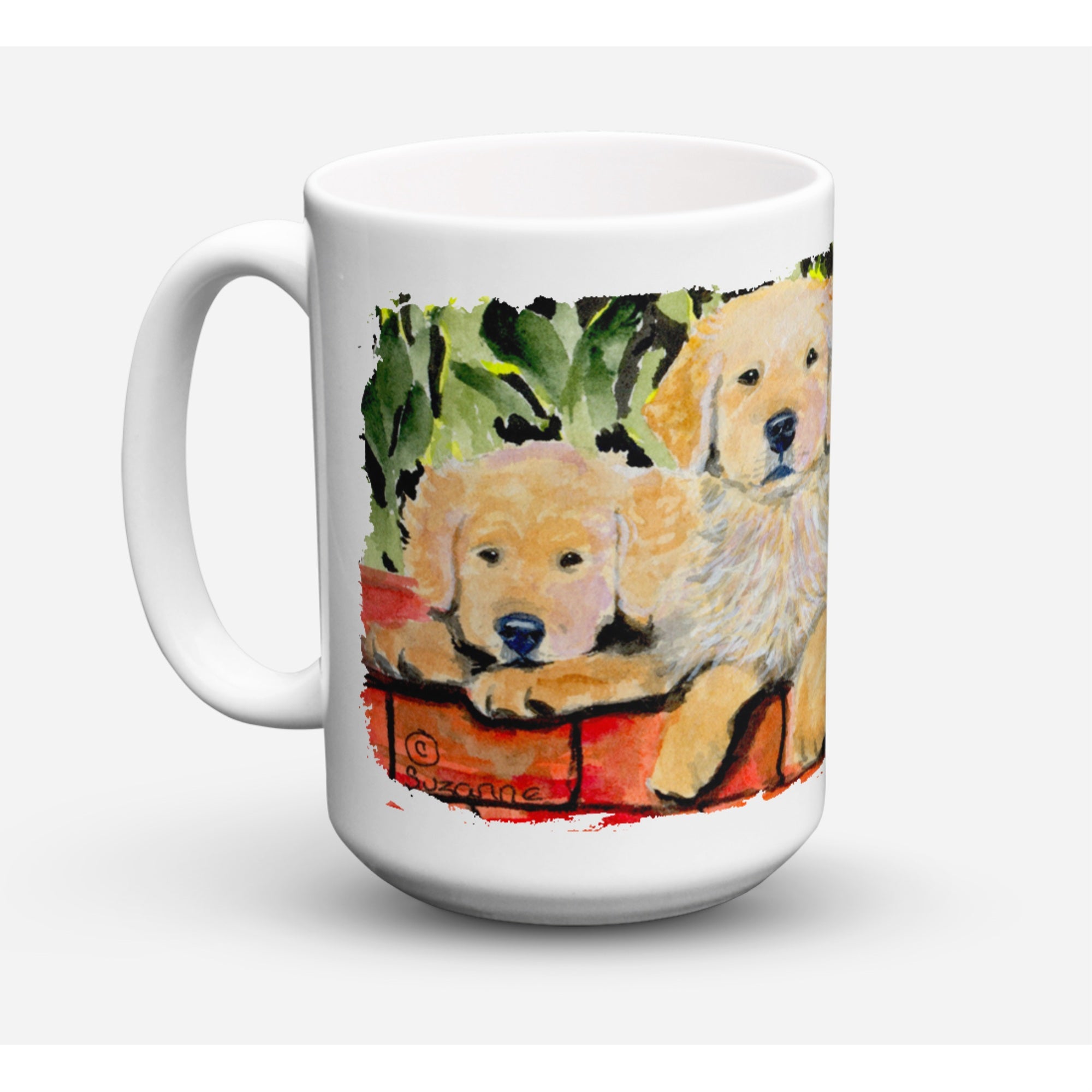 Carolines Treasures SS8908CM15 Golden Retriever Microwavable Ceramic Coffee Mug 15 oz Multicolor