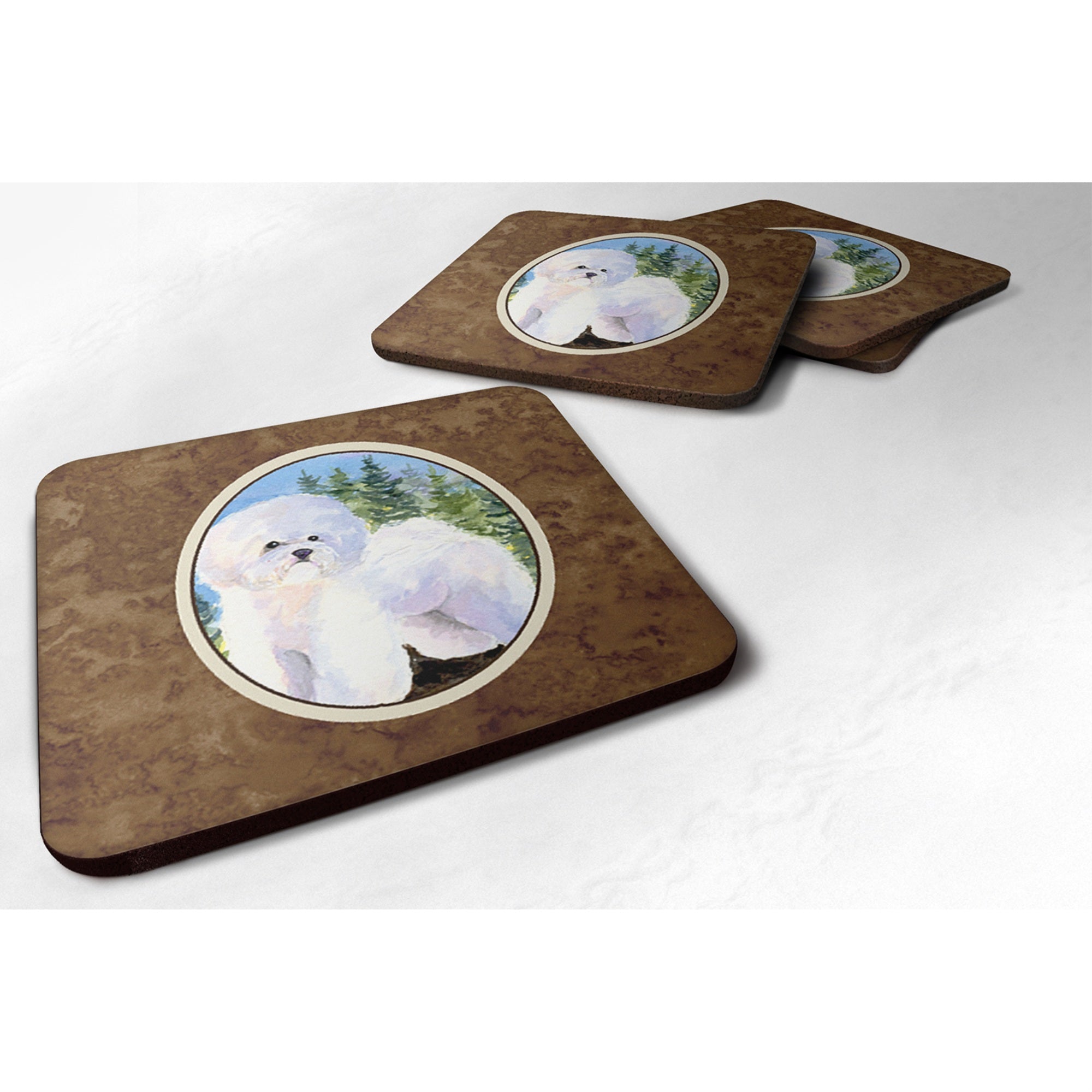 'Caroline'S Treasures Ss8916Fc Bichon Frise Foam Coasters (Set Of 4), 3.5'''' H X 3.5'''' W, Multicolor''