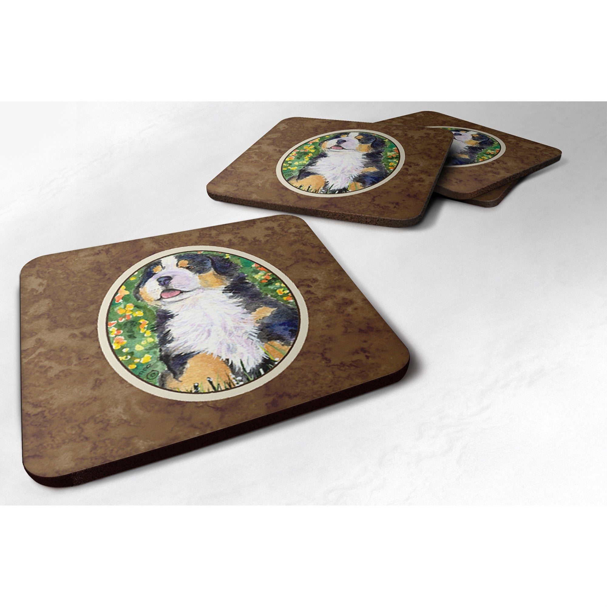 'Caroline'S Treasures Ss8955Fc Bernese Mountain Dog Foam Coasters (Set Of 4), 3.5'''' H X 3.5'''' W, Multicolor''