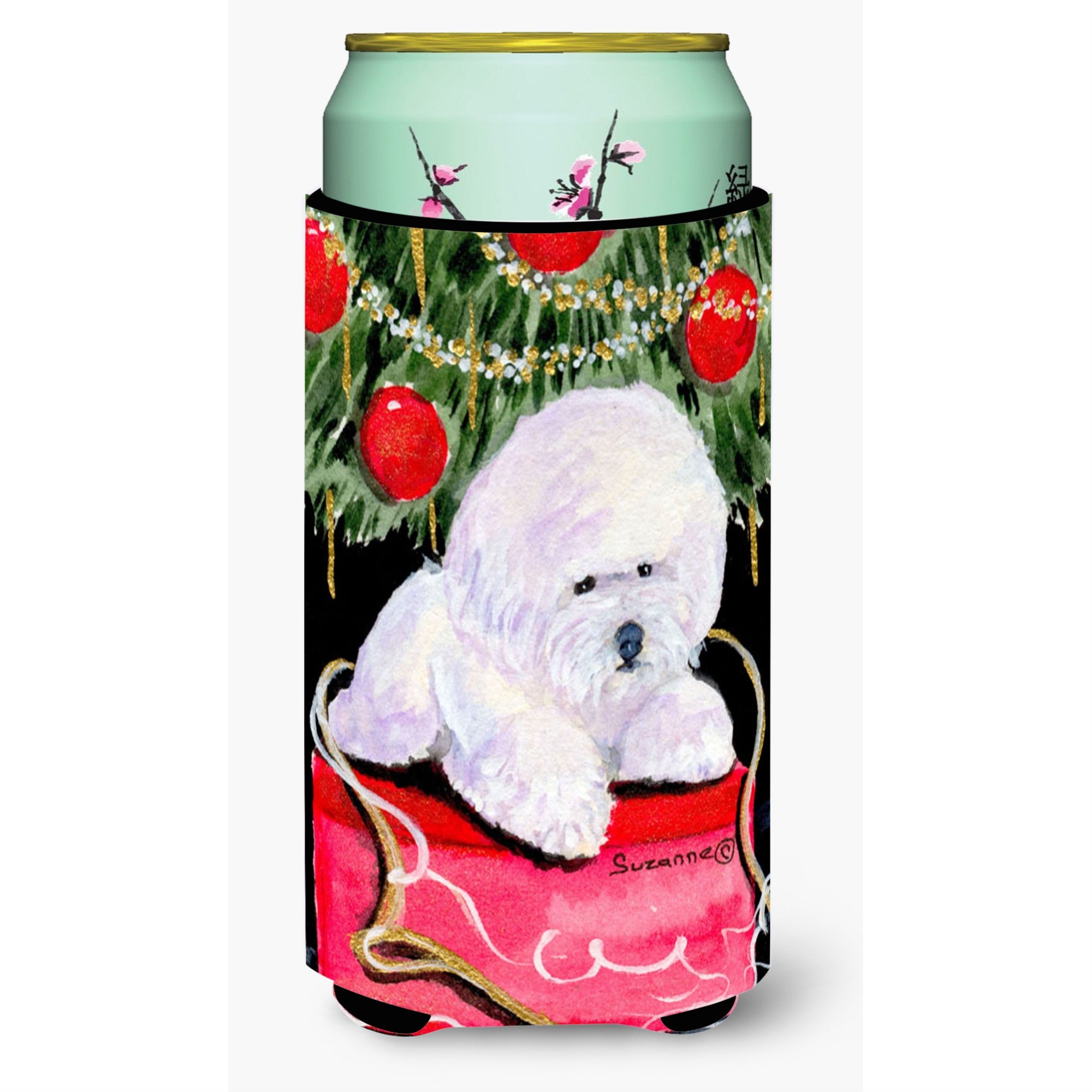 Christmas Tree With  Bichon Frise  Tall Boy Beverage Insulator Beverage Insulator Hugger