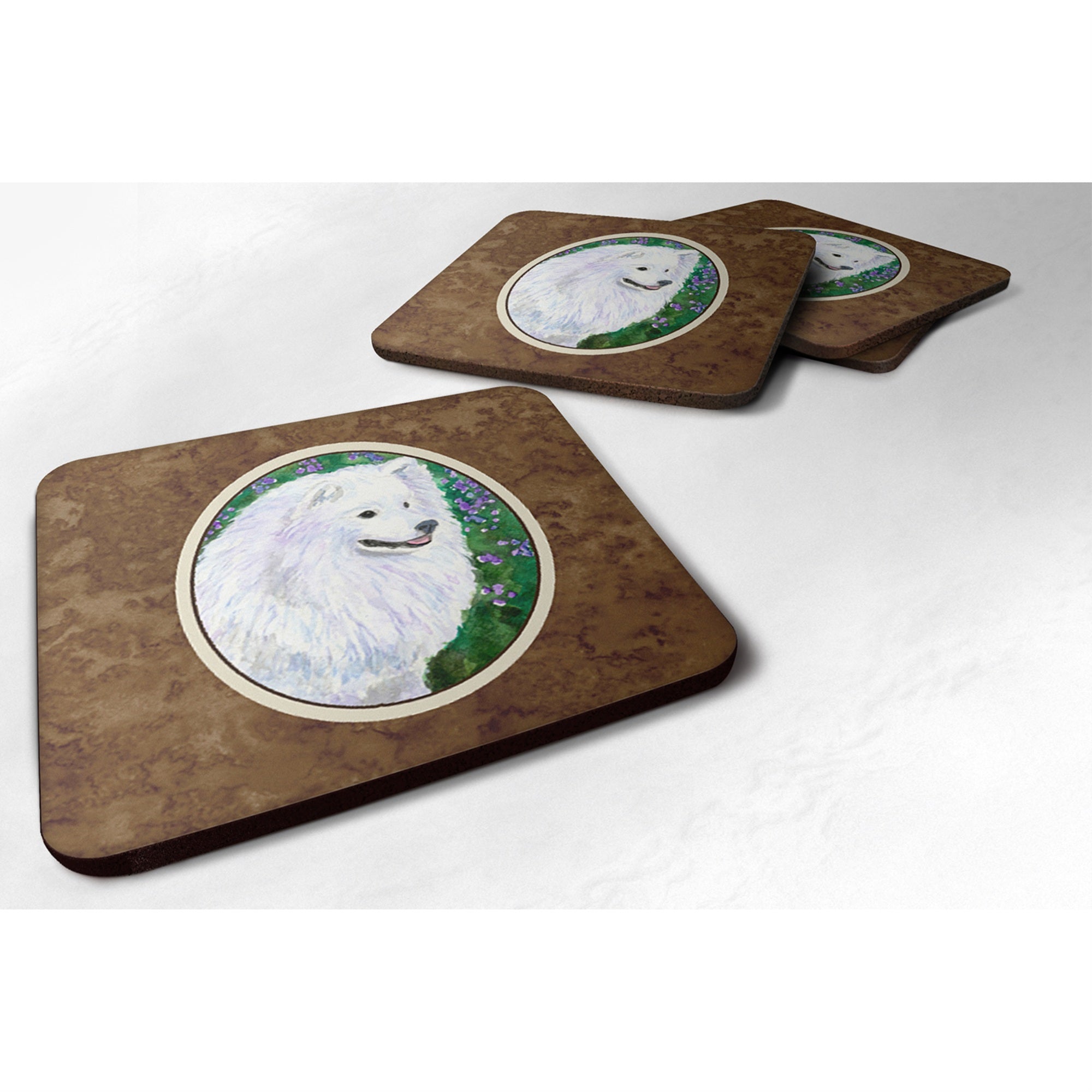 'Caroline'S Treasures Ss8965Fc American Eskimo Foam Coasters (Set Of 4), 3.5'''' H X 3.5'''' W, Multicolor''