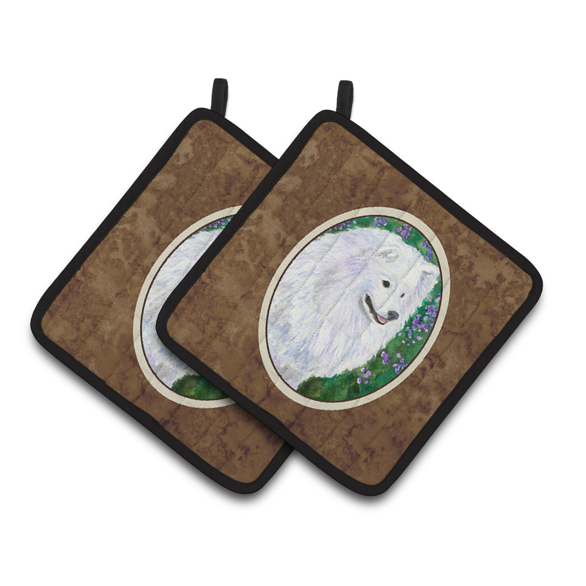 'Caroline'S Treasures American Eskimo Pair Of Pot Holders Ss8965Pthd, 7.5Hx7.5W, Multicolor''