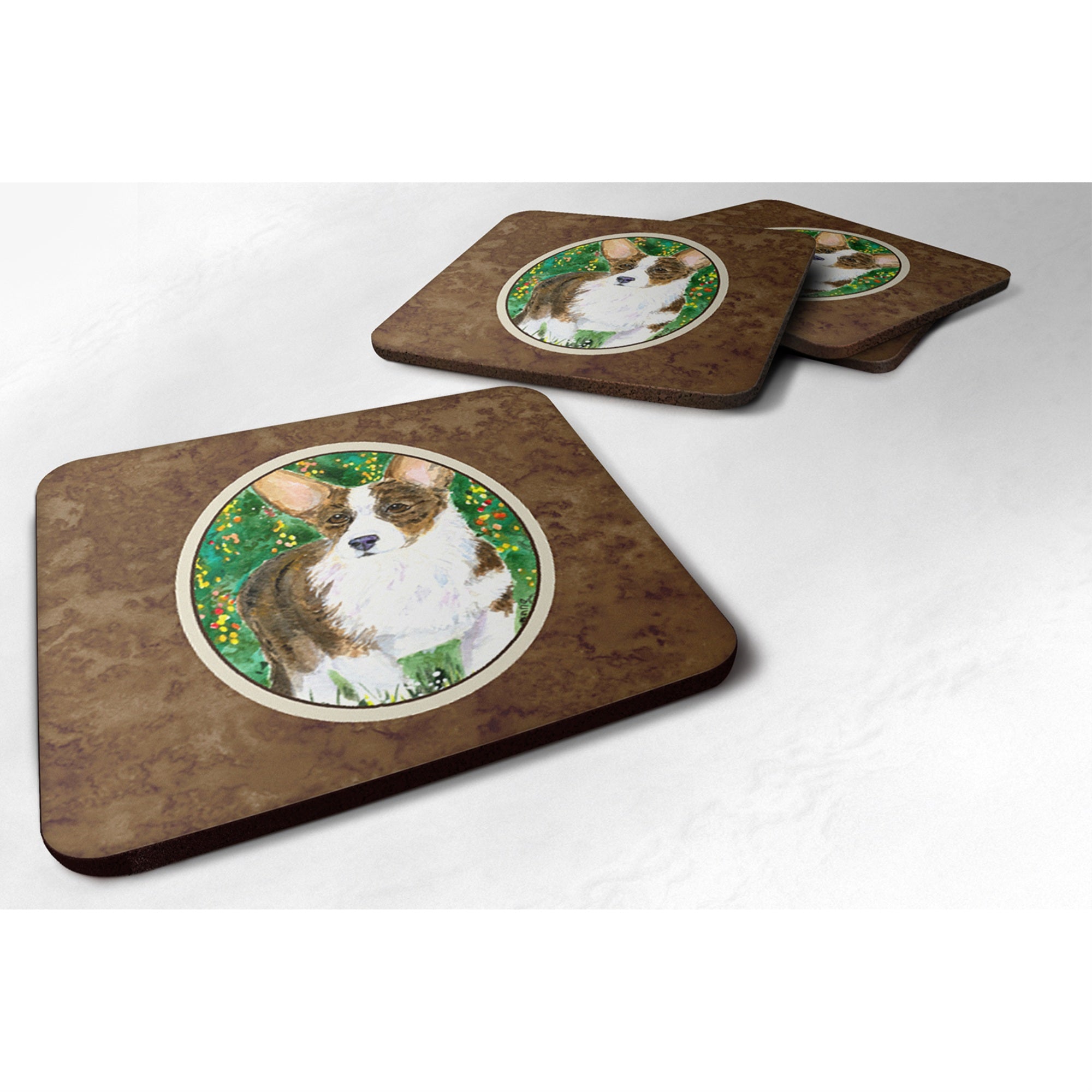 'Caroline'S Treasures Ss8970Fc Corgi Foam Coasters (Set Of 4), 3.5'''' H X 3.5'''' W, Multicolor''