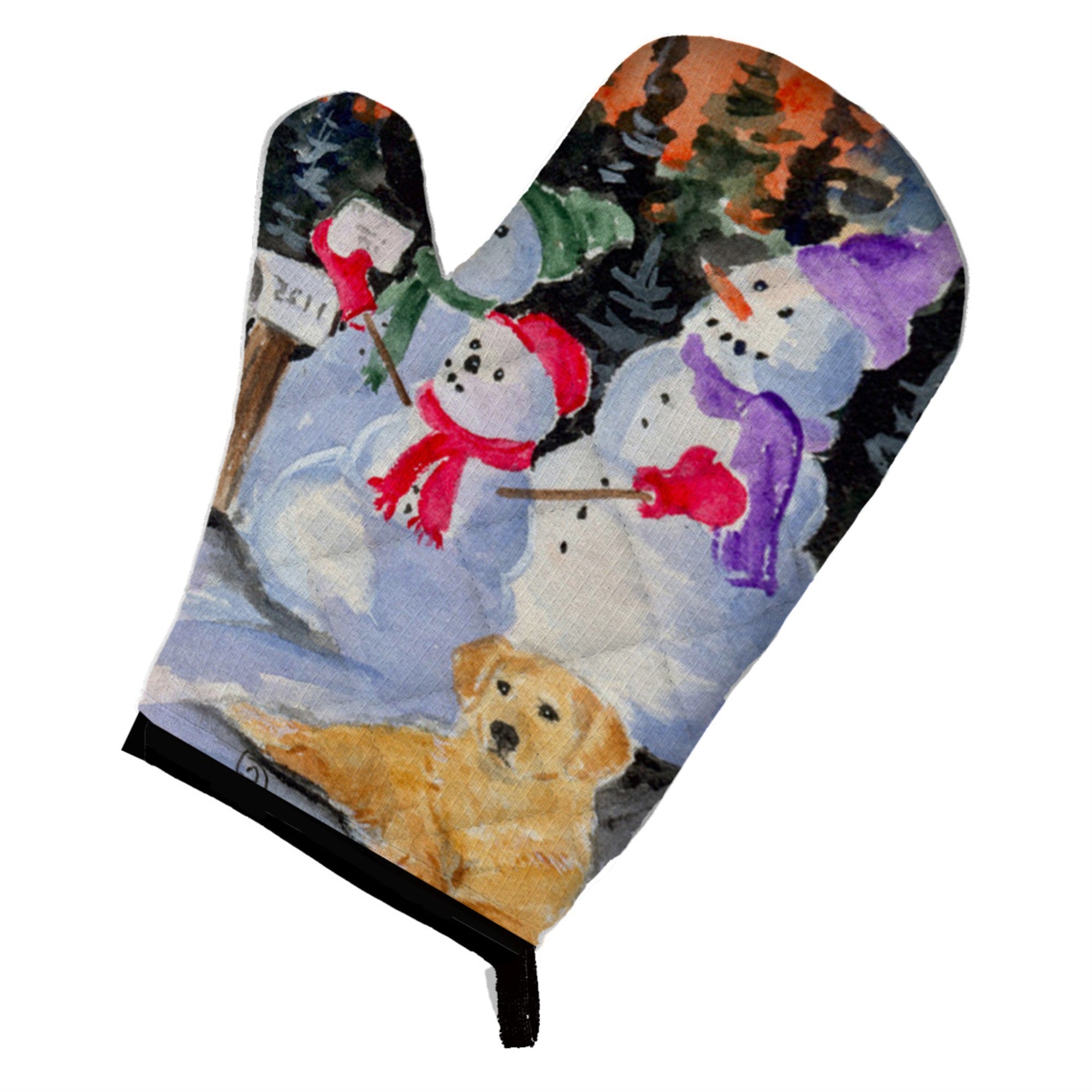 'Caroline'S Treasures Ss8989Ovmt Snowman With Golden Retriever Oven Mitt, 12'''' By 8.5'''', Multicolor''