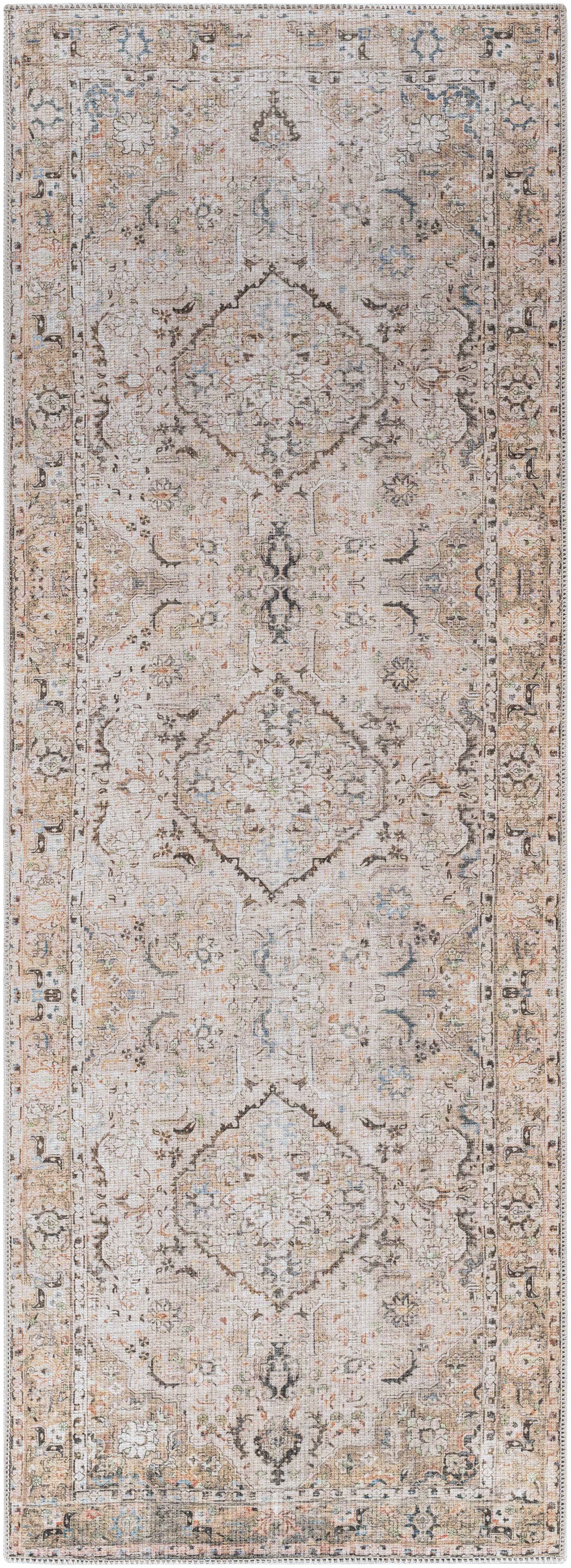 Brown Standon Vintage Washable Runner Rug