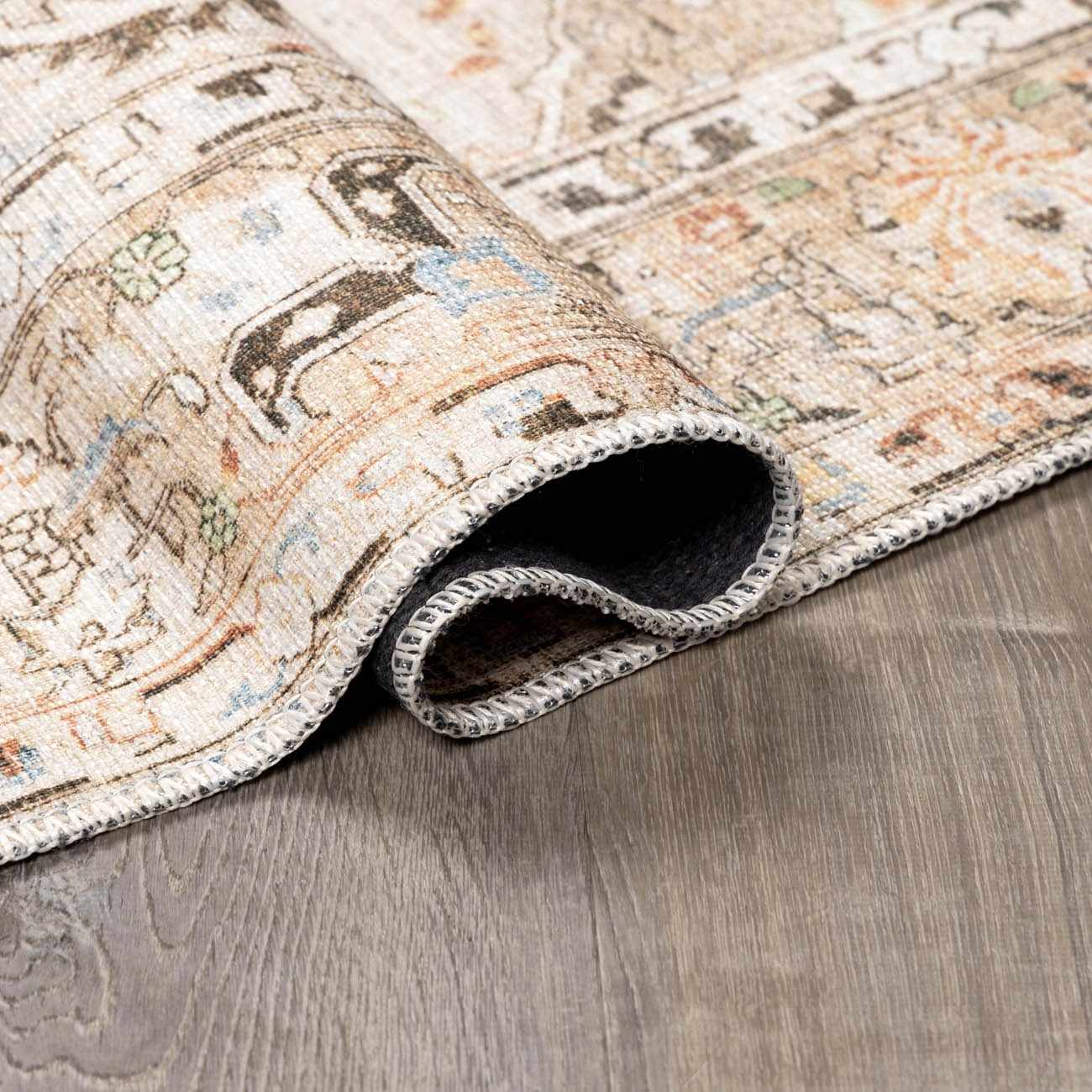 Brown Standon Vintage Washable Runner Rug