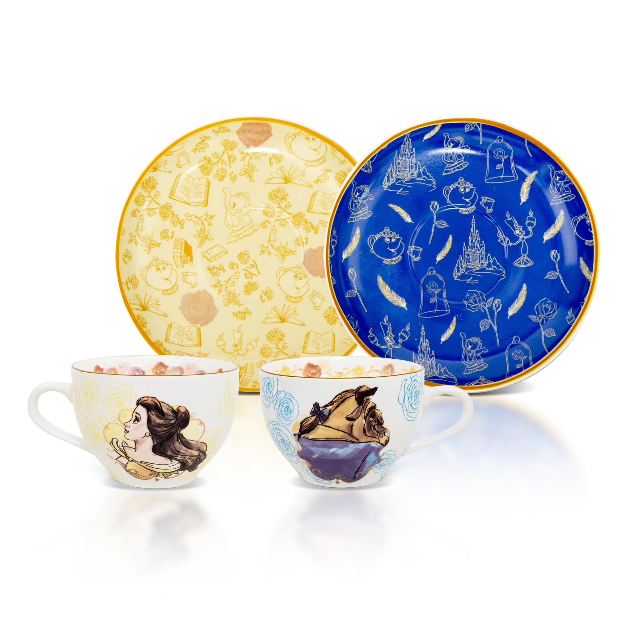 Disney Beauty And The Beast Bone China Teacup And Saucer  Set Of 2