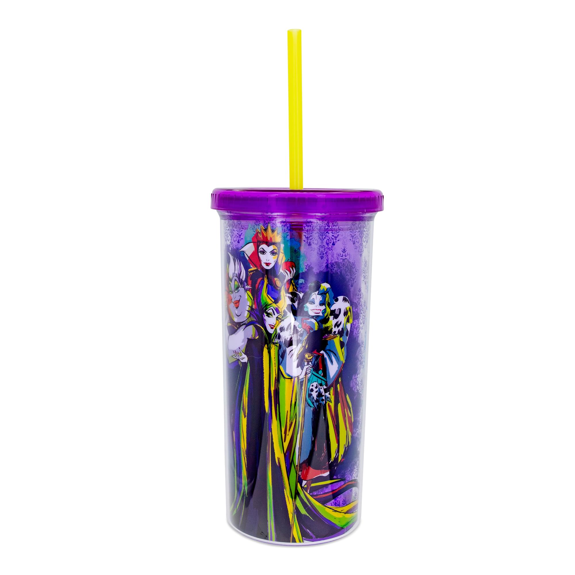 Disney Villains Plastic Cold Cup With Lid And Straw  Holds 20 Ounces