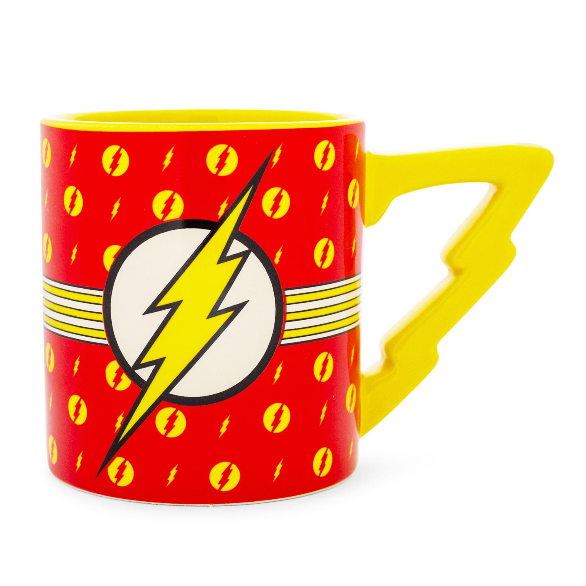 Dc comics The Flash Logo ceramic Mug With Lightning Bolt Handle  Holds 20 Ounce
