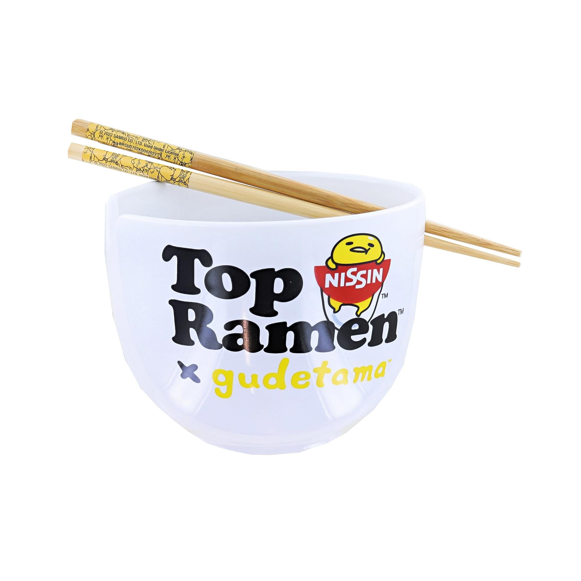 Sanrio Gudetama Top Ramen More Please 20Oz Ceramic Ramen Bowl With Chopsticks