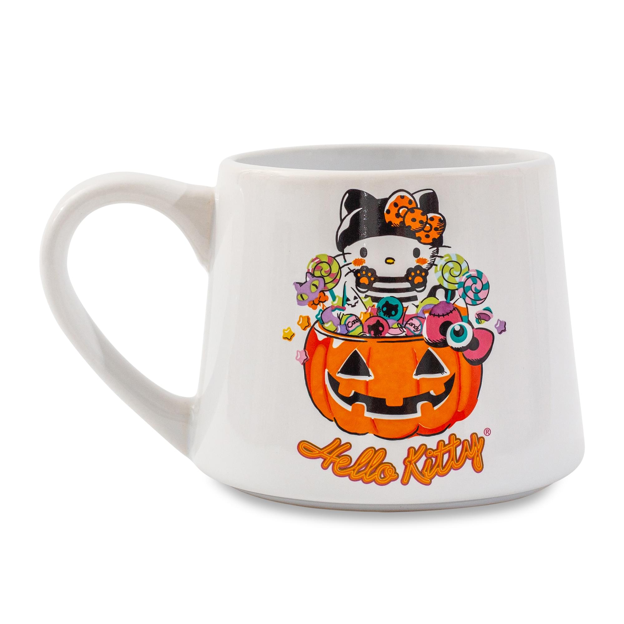 Sanrio Hello Kitty Pumpkin Candy Burglar Tapered Pottery Mug  Holds 14 Ounces