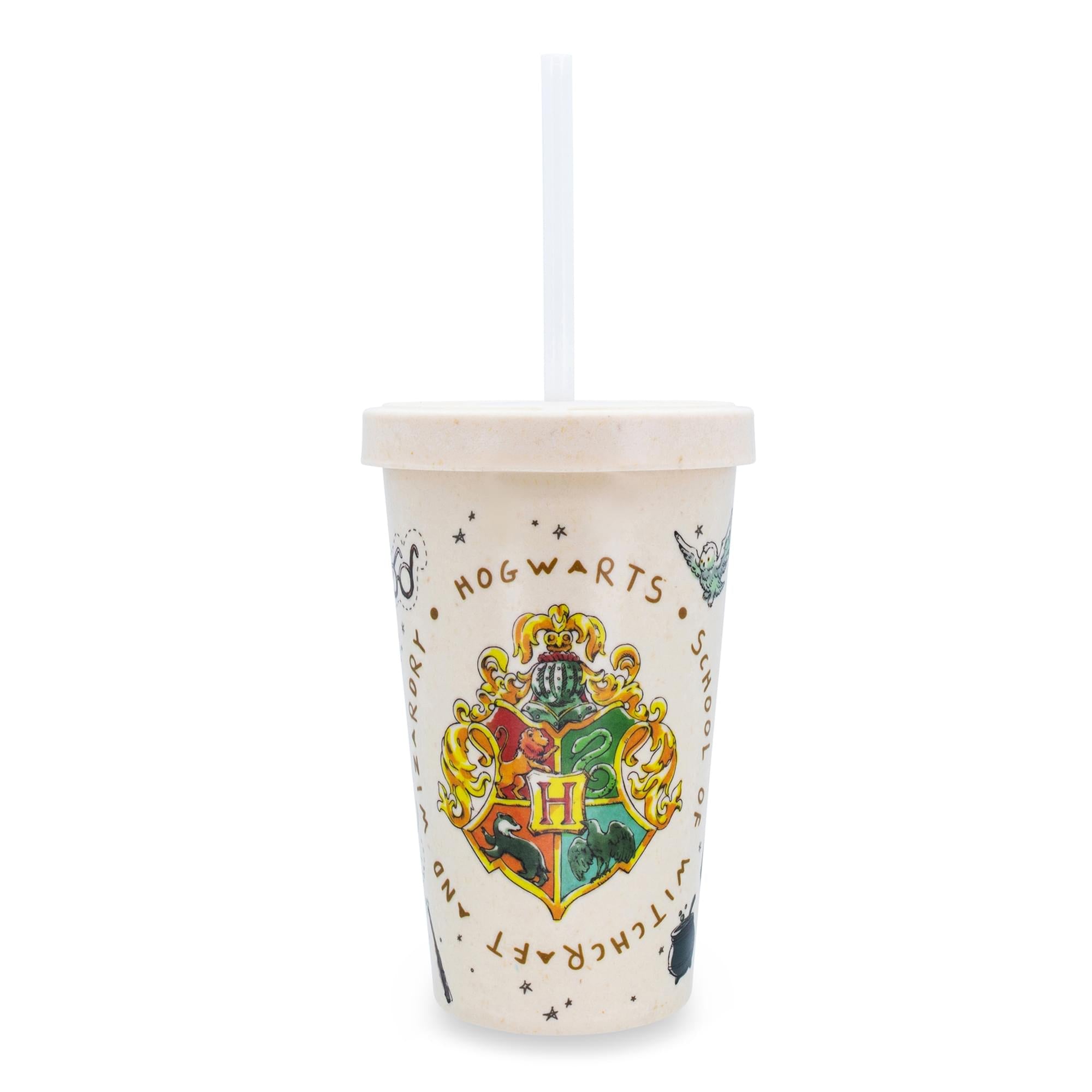 Harry Potter Hogwarts Bamboo Tumbler Cup With Lid And Straw  Holds 20 Ounces