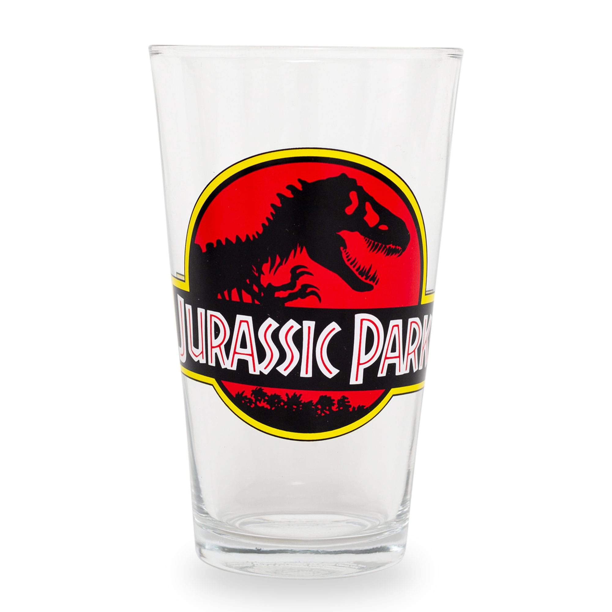 Jurassic Park Logo Pint Glass  Holds 16 Ounces