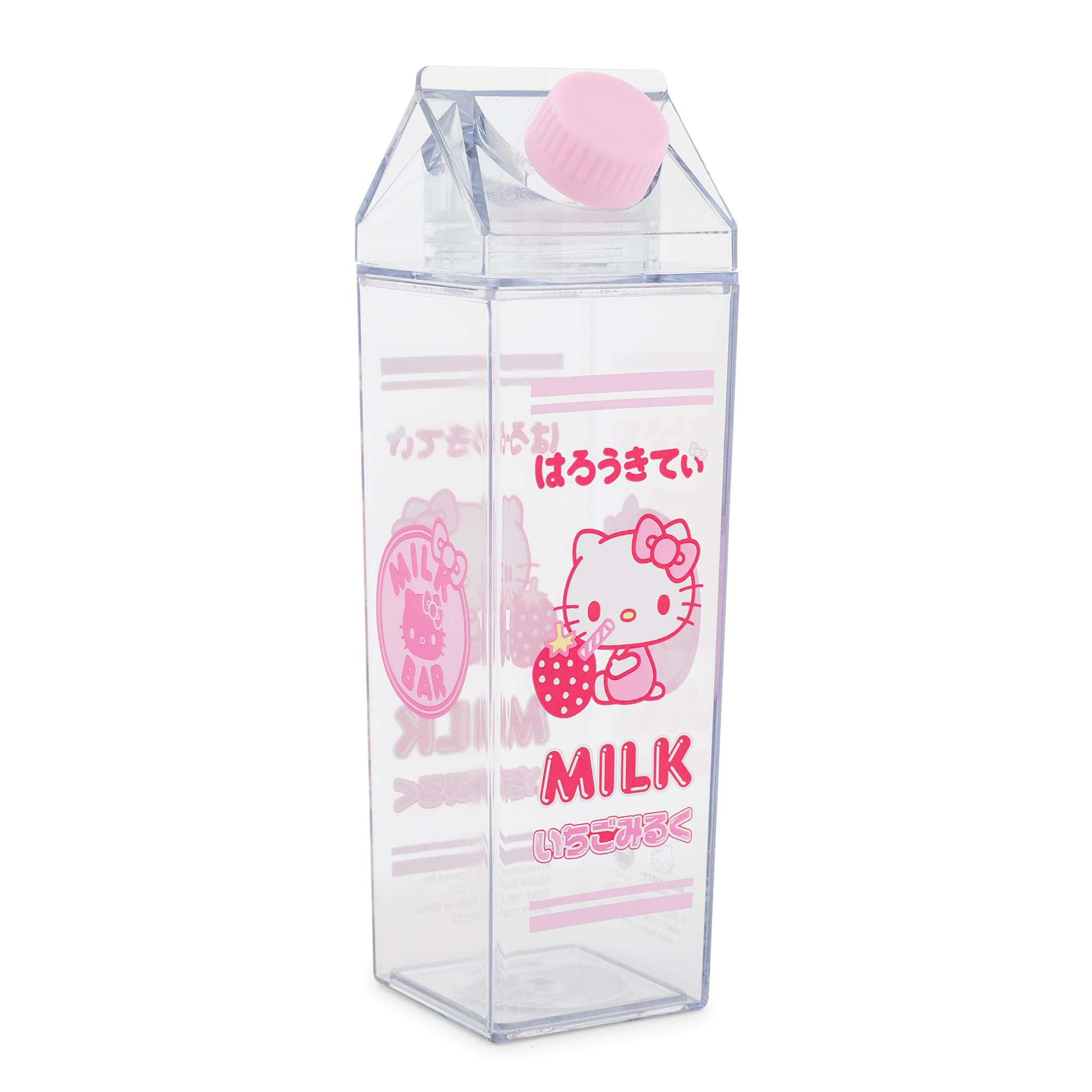 Sanrio Hello Kitty Strawberry Plastic Milk Carton Bottle  Holds 16 Ounces