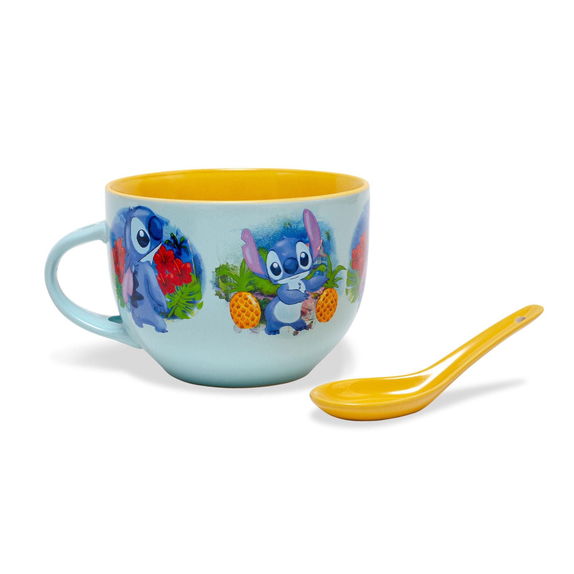 Disney Lilo & Stitch ceramic Soup Mug With Spoon  Holds 24 Ounces