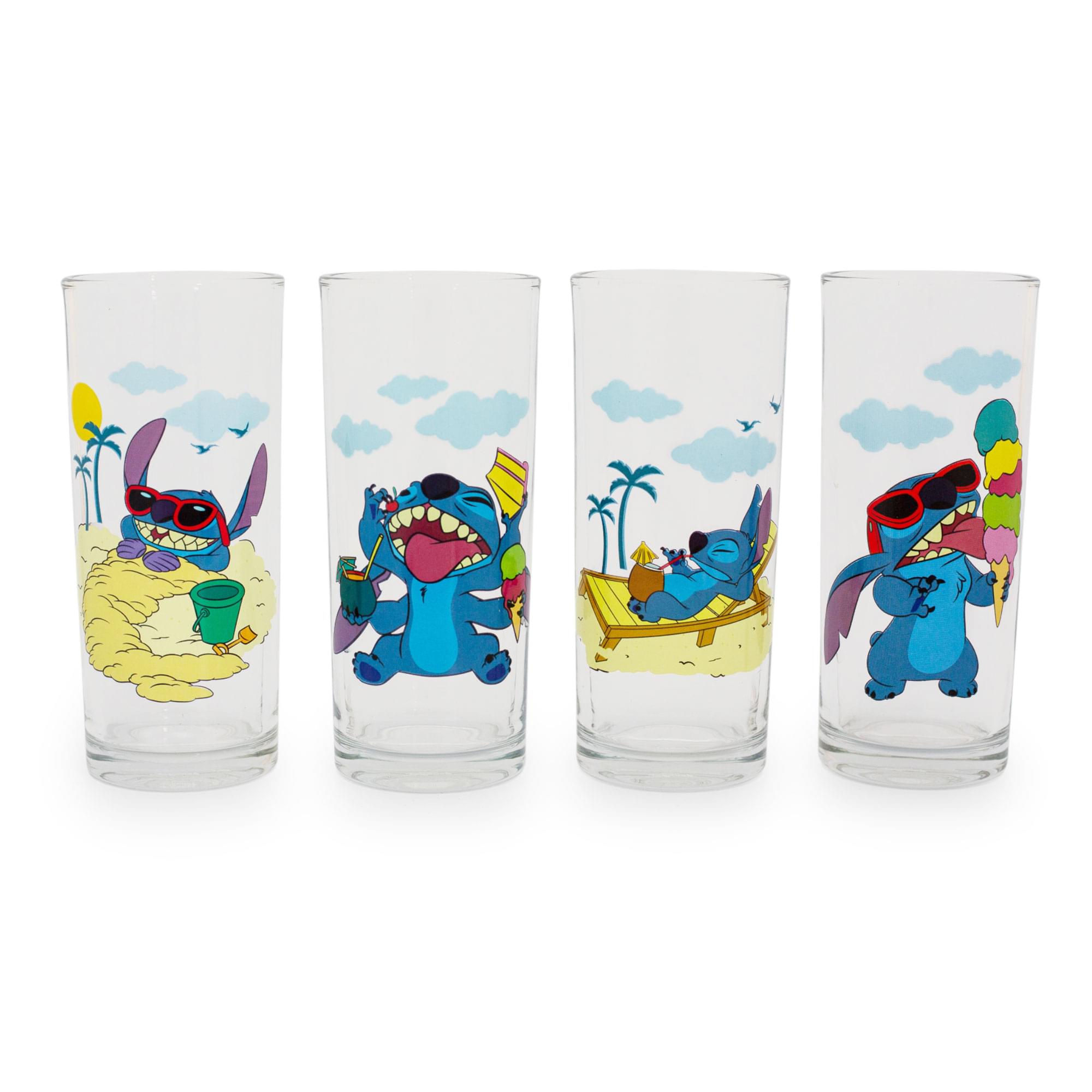 Disney Lilo & Stitch Beach Day 10Ounce Tumbler Glasses | Set of 4
