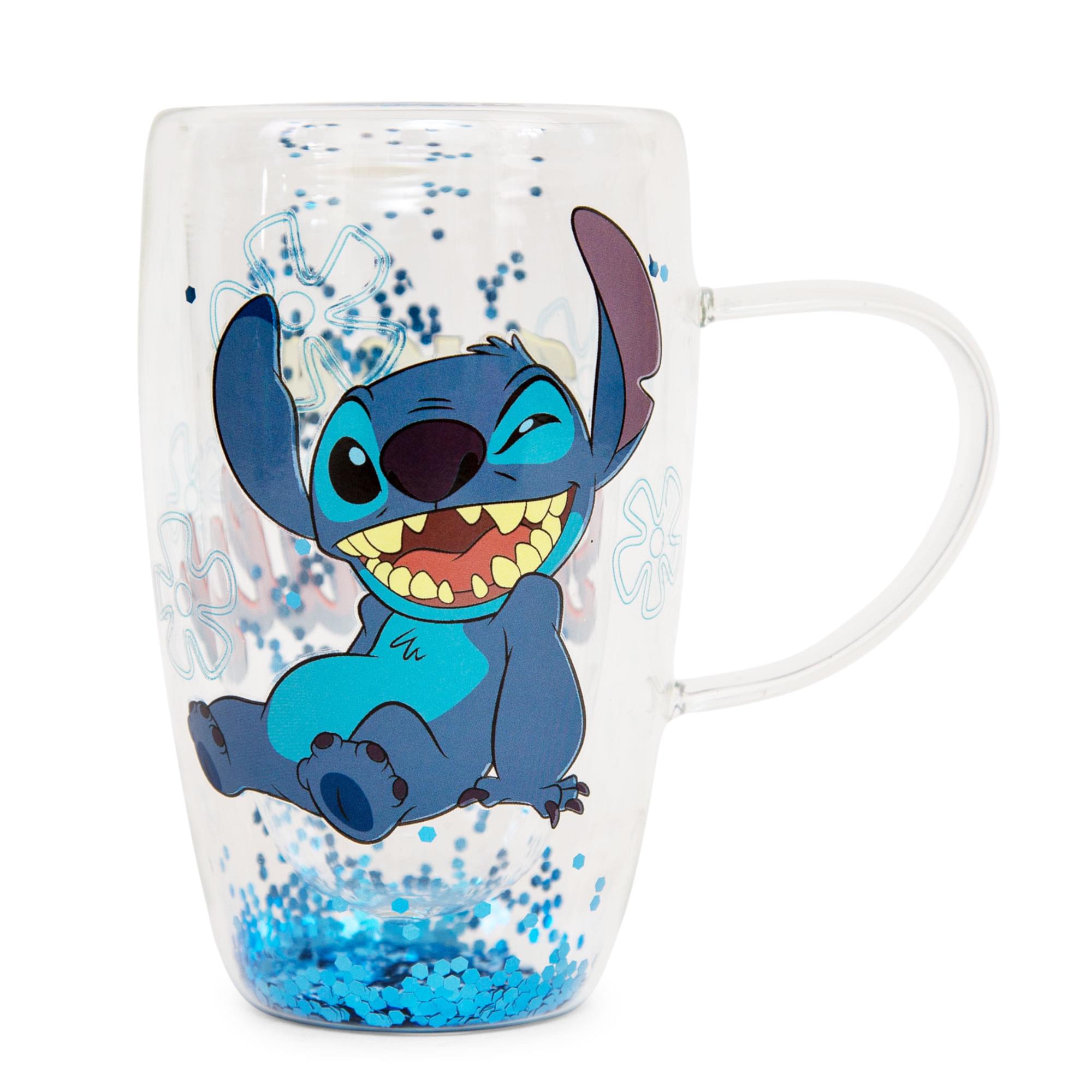 Disney Lilo & Stitch Ohana Means Family Confetti Glass Mug  Holds 15 Ounces