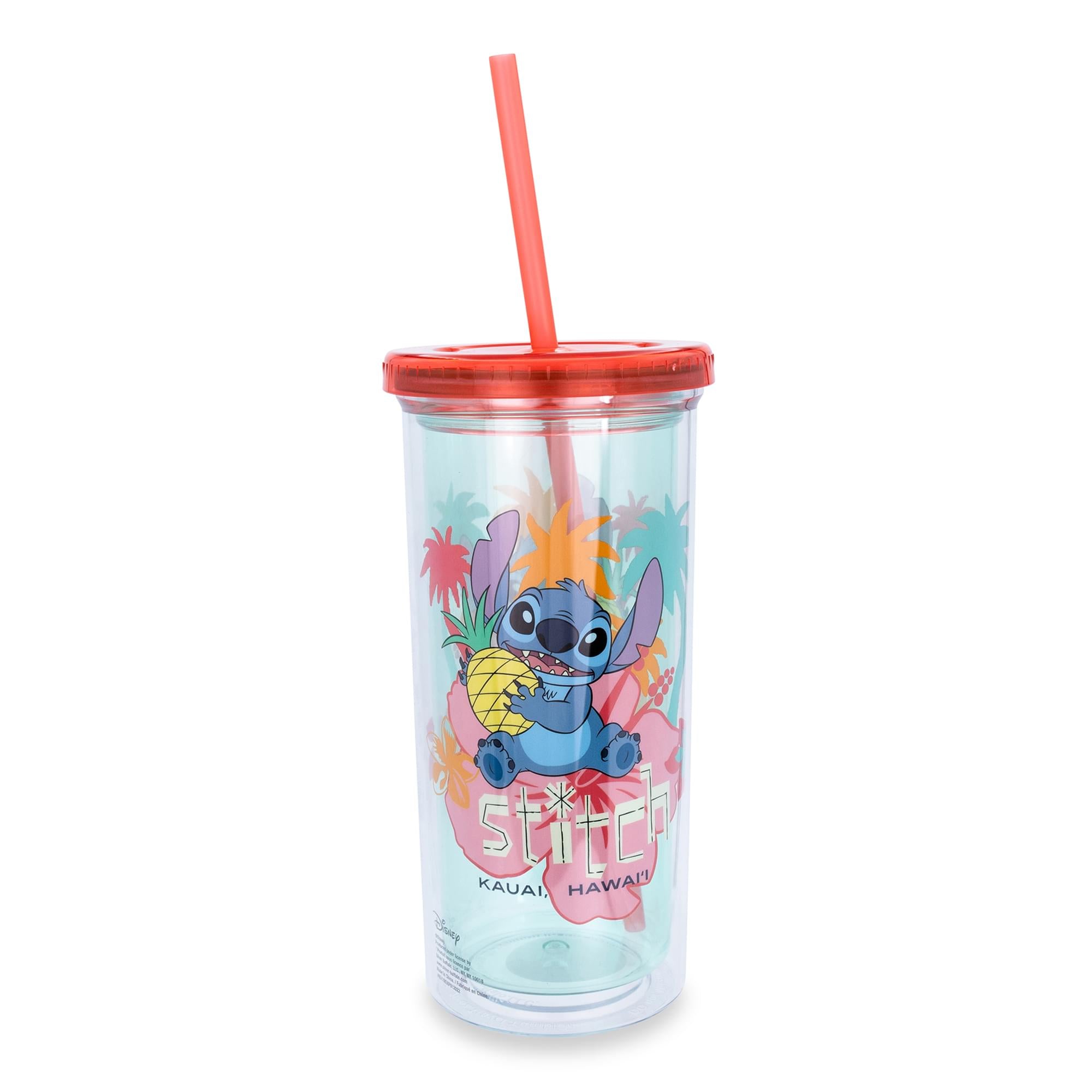 Disney Lilo & Stitch Kauai, Hawaii Tropical Carnival Cup With Lid And Straw