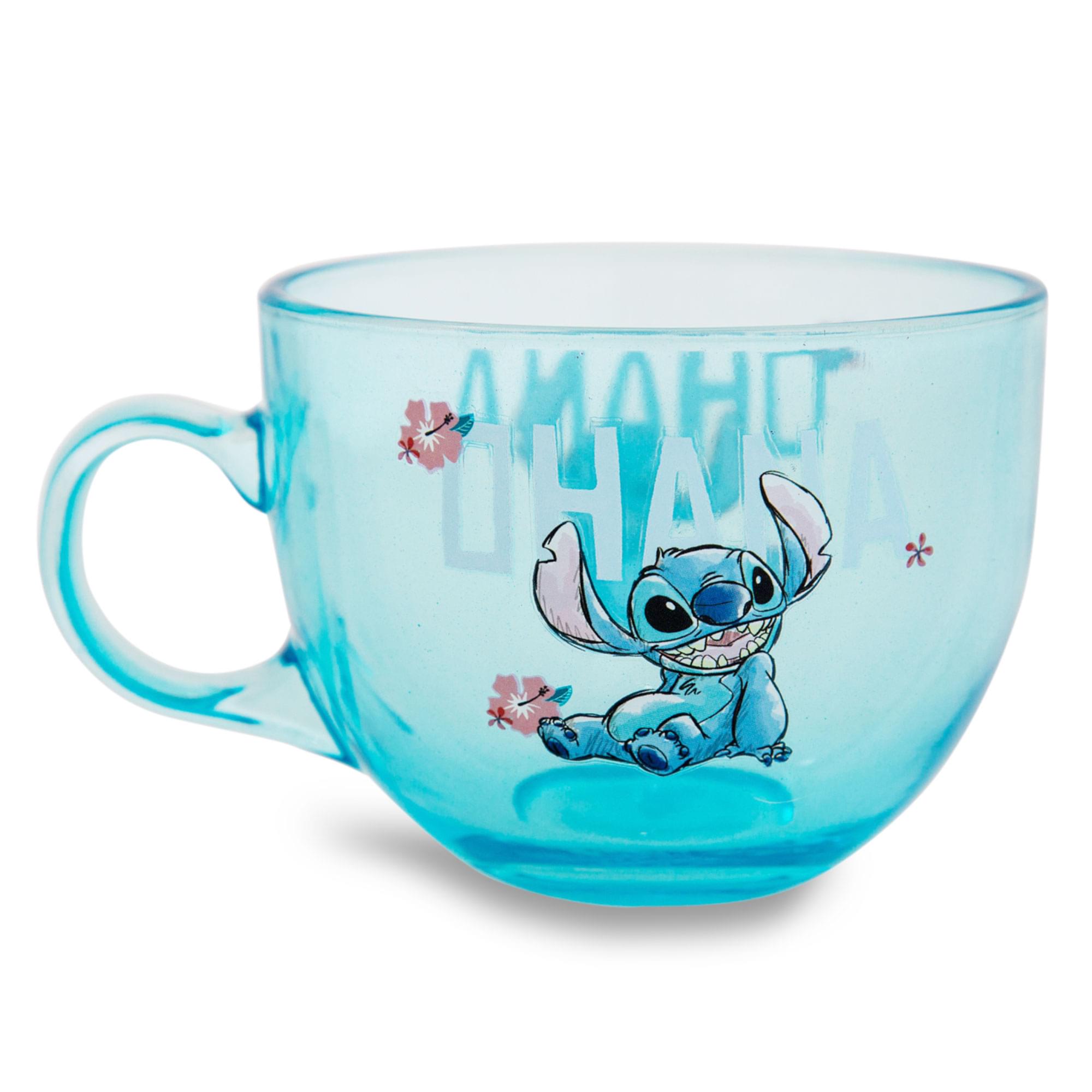 Disney Lilo & Stitch Ohana Glass Coffee Mug  Holds 16 Ounces