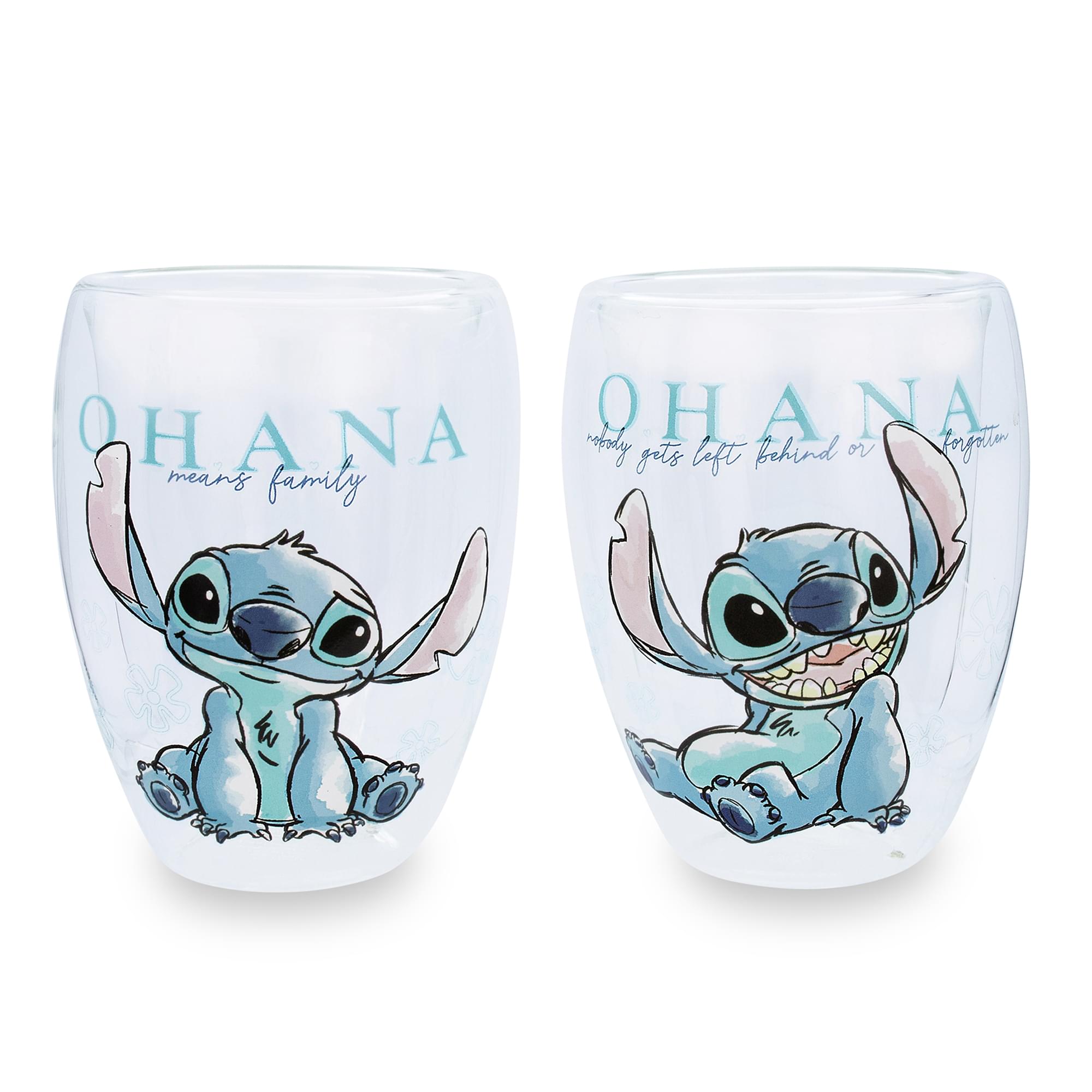 Disney Lilo And Stitch Ohana Means Family Floral Stemless Glasses  Set Of 2
