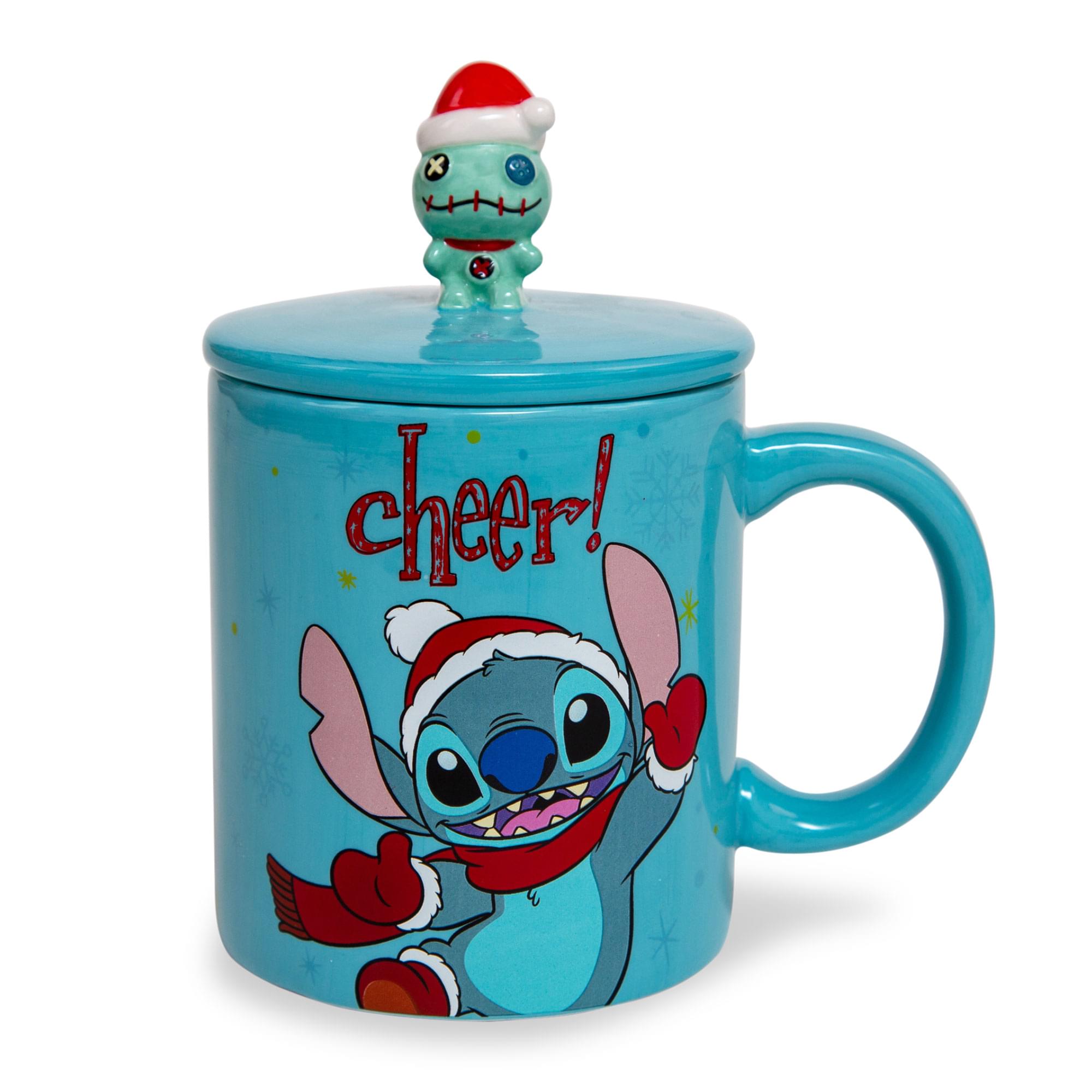 Disney Lilo & Stitch Holiday cheer ceramic Mug With Lid  Holds 18 Ounces