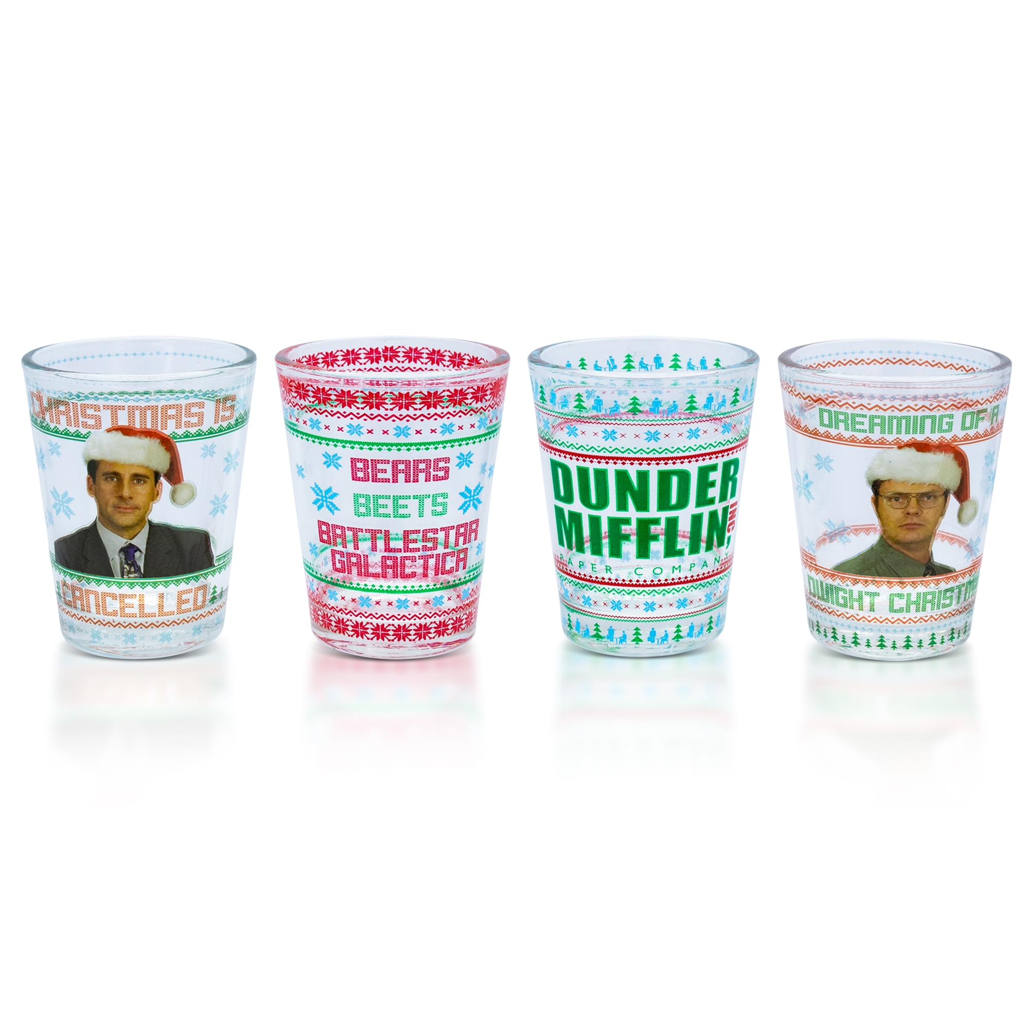 The Office Dunder Mifflin Holiday 2-Ounce Mini Shot Glasses  Set Of 4