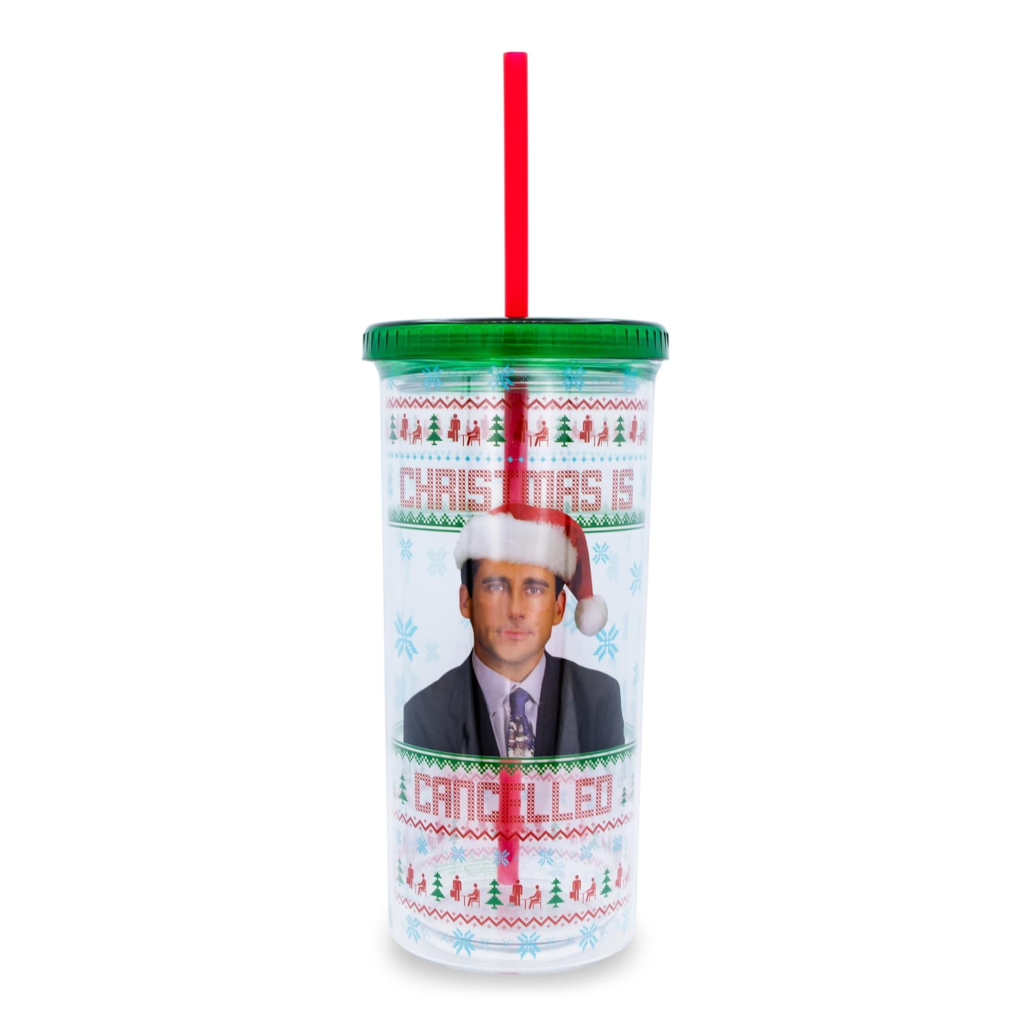The Office Christmas Is Cancelled Carnival Cup With Lid And Straw  Holds 20 Ounces