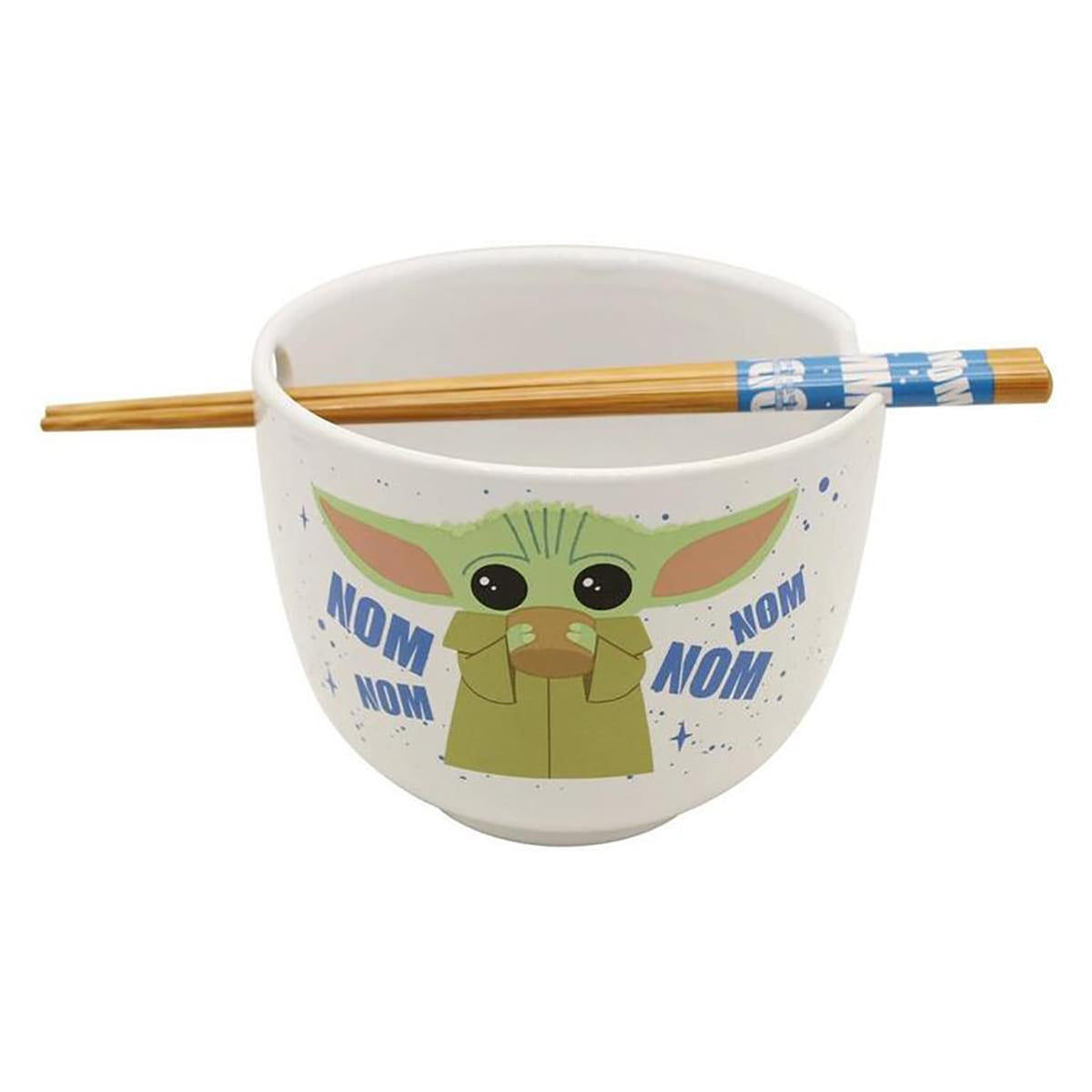 Star Wars Mandalorian Nom Nom Child 20 Ounce Ceramic Ramen Bowl W/ Chopsticks