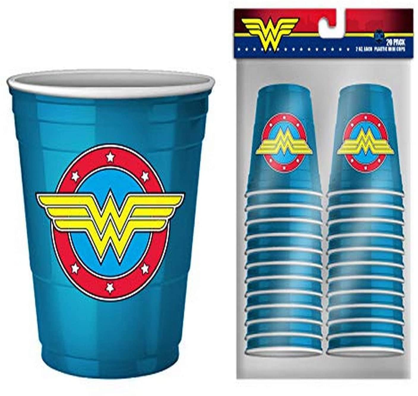 Dc comics Wonder Woman Logo 2oz Disposable Plastic Mini cups  20 Pack