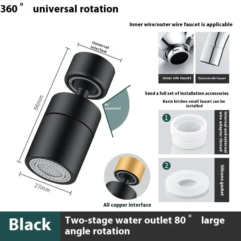 360° Basin Faucet Adapter Do Kranu Spray Filter Accessory Kitchen Sink Splash 2 Rotary Adjustable Washbasin Proof Shower Kitchen