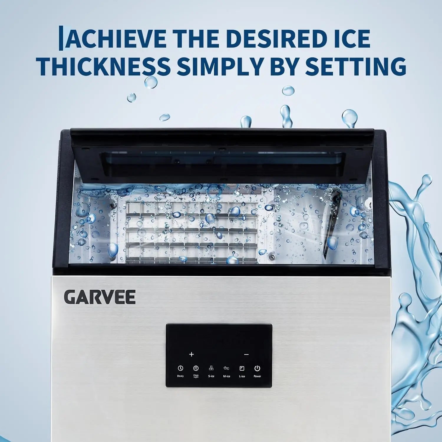 Commercial Ice Maker Machine 150LBS/24H, 40LBS Storage Bin, Fast Ice Making, Dual Water Inlet & Auto Self-Cleaning for home