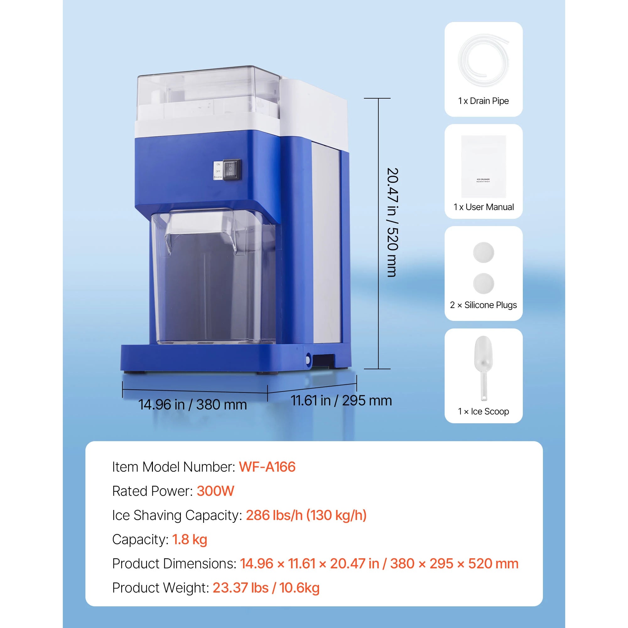 SucceBuy 1.8L Commercial Ice Shaver Machine Electric Snow Cone Machine Stainless Steel Blades Shaved Ice Maker for Dessert Home