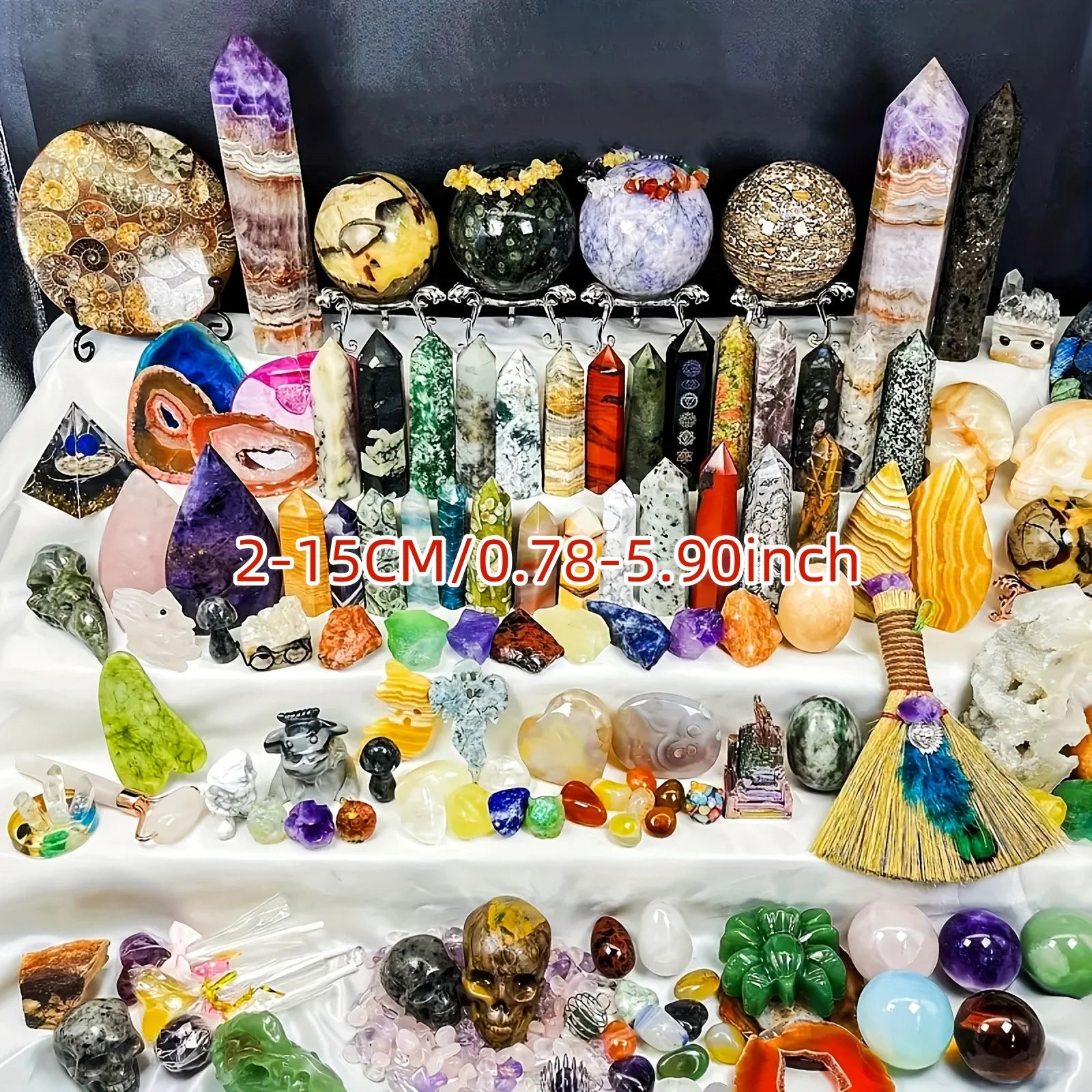Open your own unique crystals! 4lb-6lb Crystal Gift Box-Mixed Raw Stone, Tower, Sphere, Carving , Bracelet Ring, Home Decoration