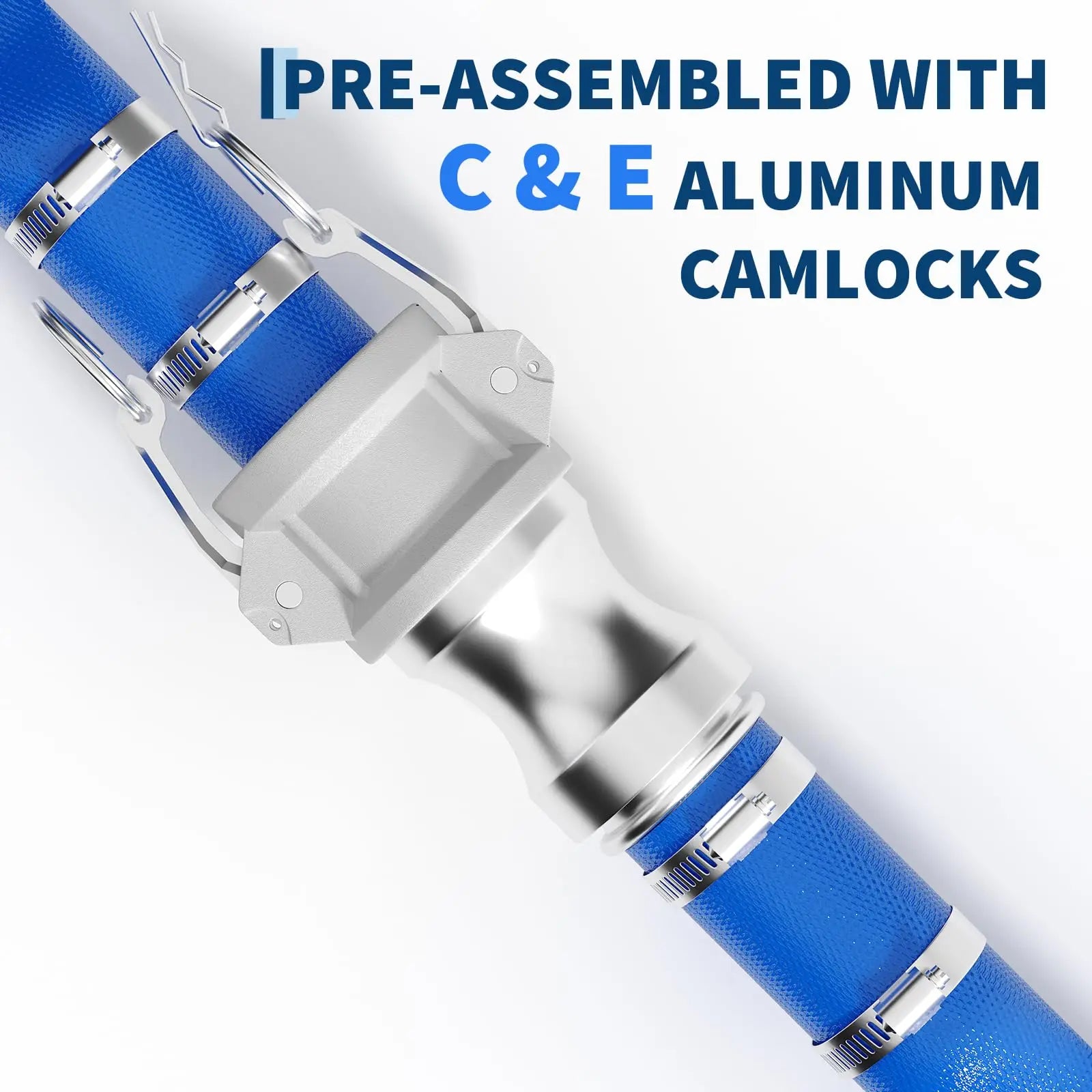Heavy Duty Pool Backwash Hose with Aluminum Camlock Fittings or Not – Lay Flat PVC Water Discharge Pipe – Quick Connect – Kink-Resistant – 87 PSI – For Swimming Pools & Irrigation