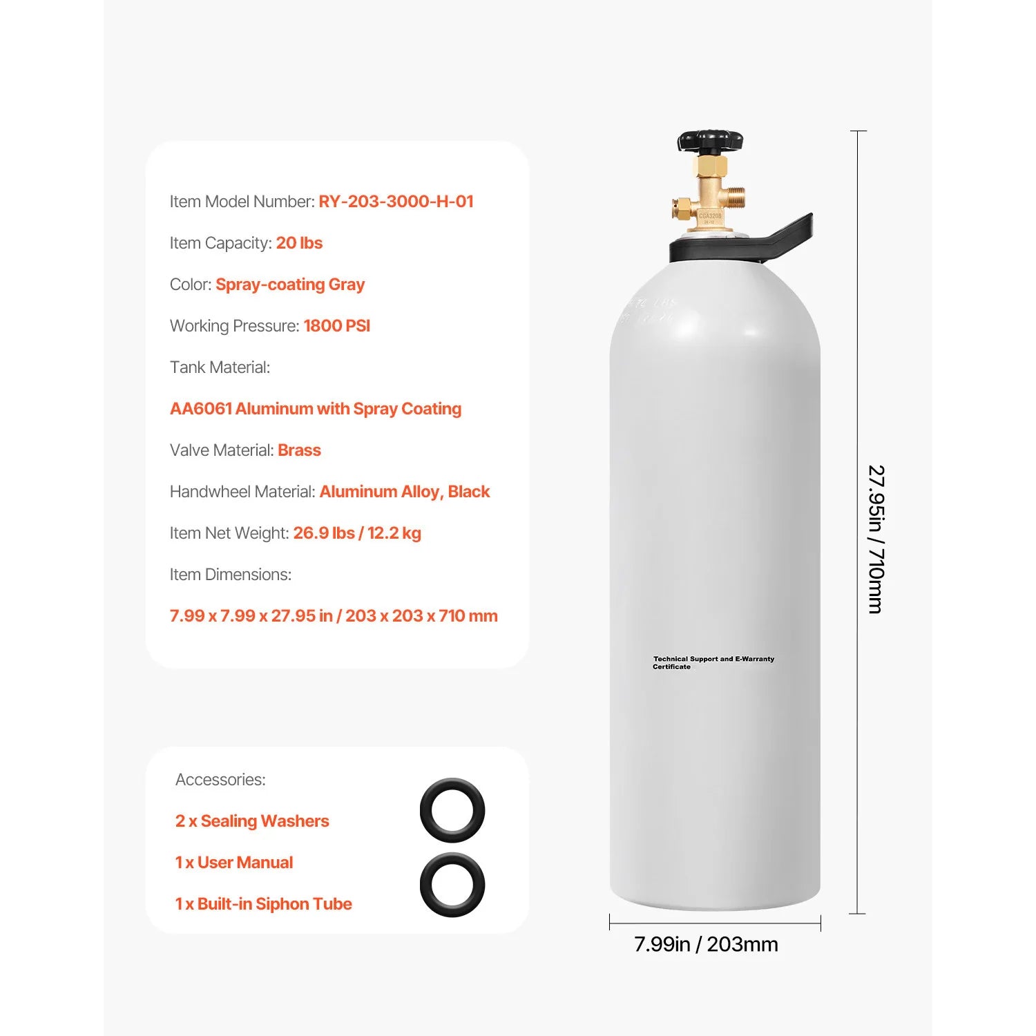 SucceBuy CO2 Tank 20 lbs New Aluminum Alloy Cylinder CO2 Air Tank with Light Spray Coating CGA320 Valve Purple Copper Siphon