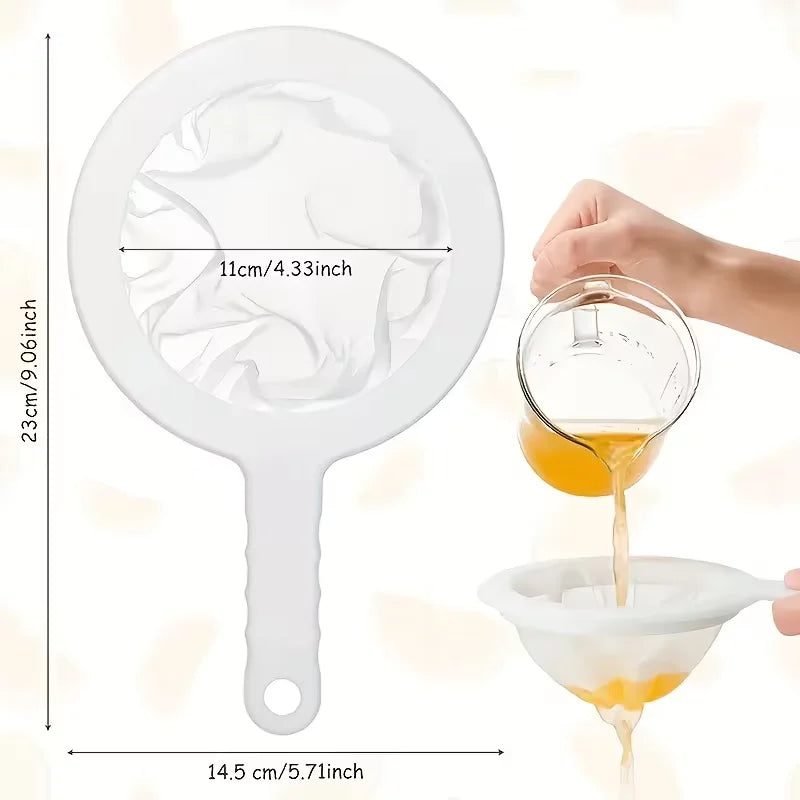 1PC Fine Mesh Strainer Spoon for Coffee, Milk, Soy, and Yogurt 200 Mesh Nylon Filter For Kitchen Dining Gadgets