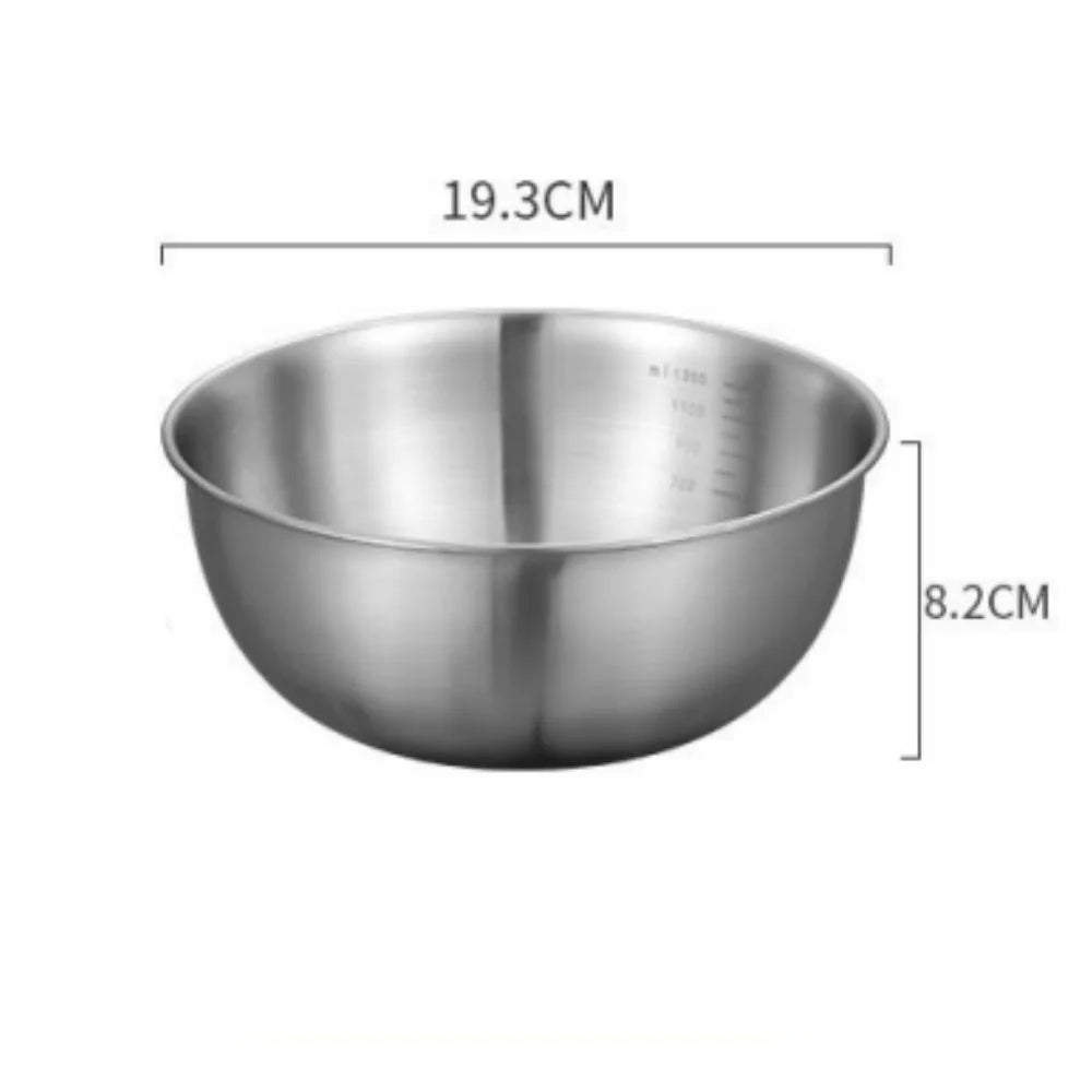 1-3 Stainless Steel Bowl Set with Scale for Cooking Baking Food Storage Large Capacity Mixing Bowls for Home Kitchen Essentials