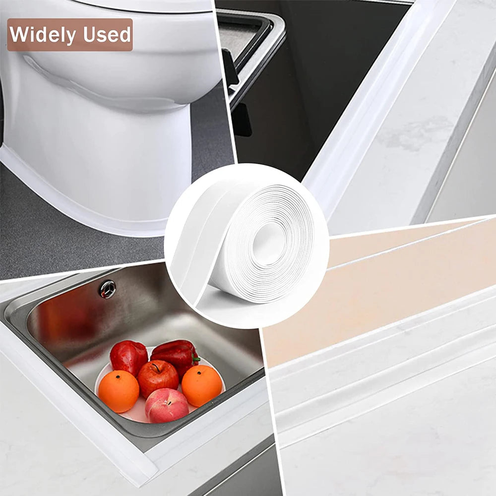 Self-adhesive Sealing Tape PVC Oil-Proof Kitchen Sink Edge Caulk Tape Waterproof Bathroom Toilet Corner Wall Sticker