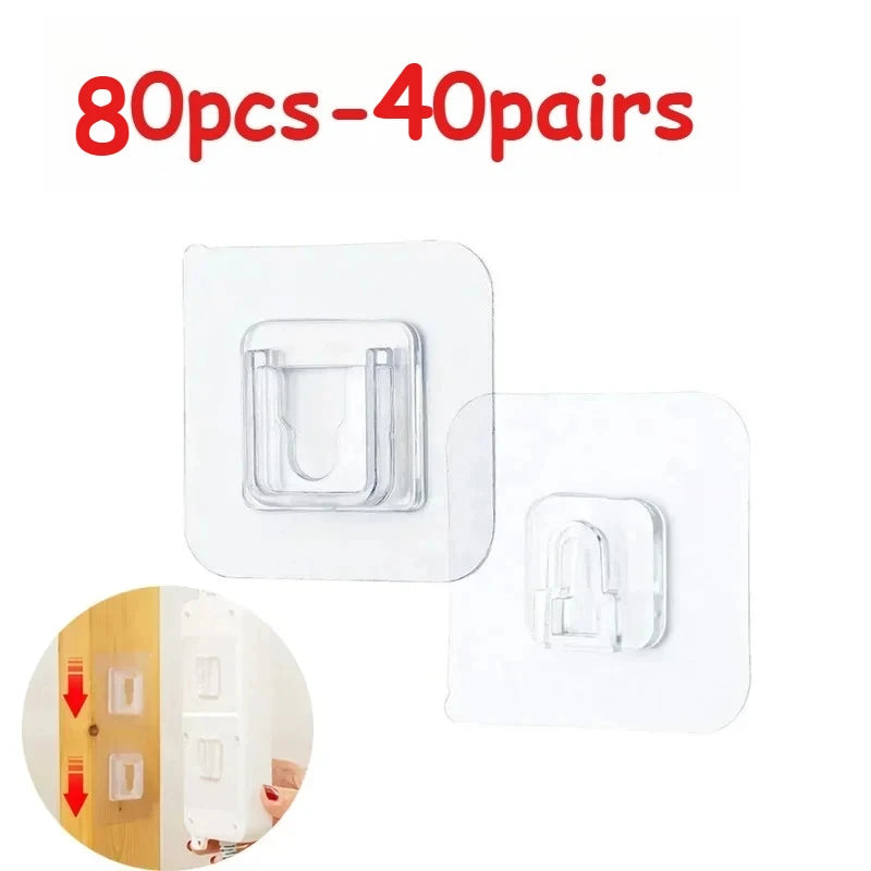 Double-Sided Self Adhesive Wall Hooks for Hanging Traceless Waterproof Oilproof Kitchen Bedroom Wall Hook Storage Holder Storage