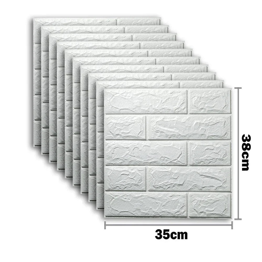 10pcs Self Adhesive Decor 3D Foam Wall Stickers Pane Room Waterproof peel and stick Brick Wallpaper for Interior Decoration
