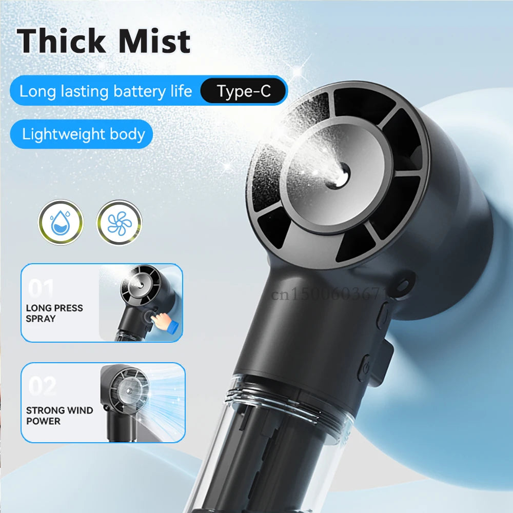 Portable Mini Humidifier Fan Neck Hanging Spray Fan Handheld Water Mist Fan Rechargeable Personal Hand Fan With Water Spray