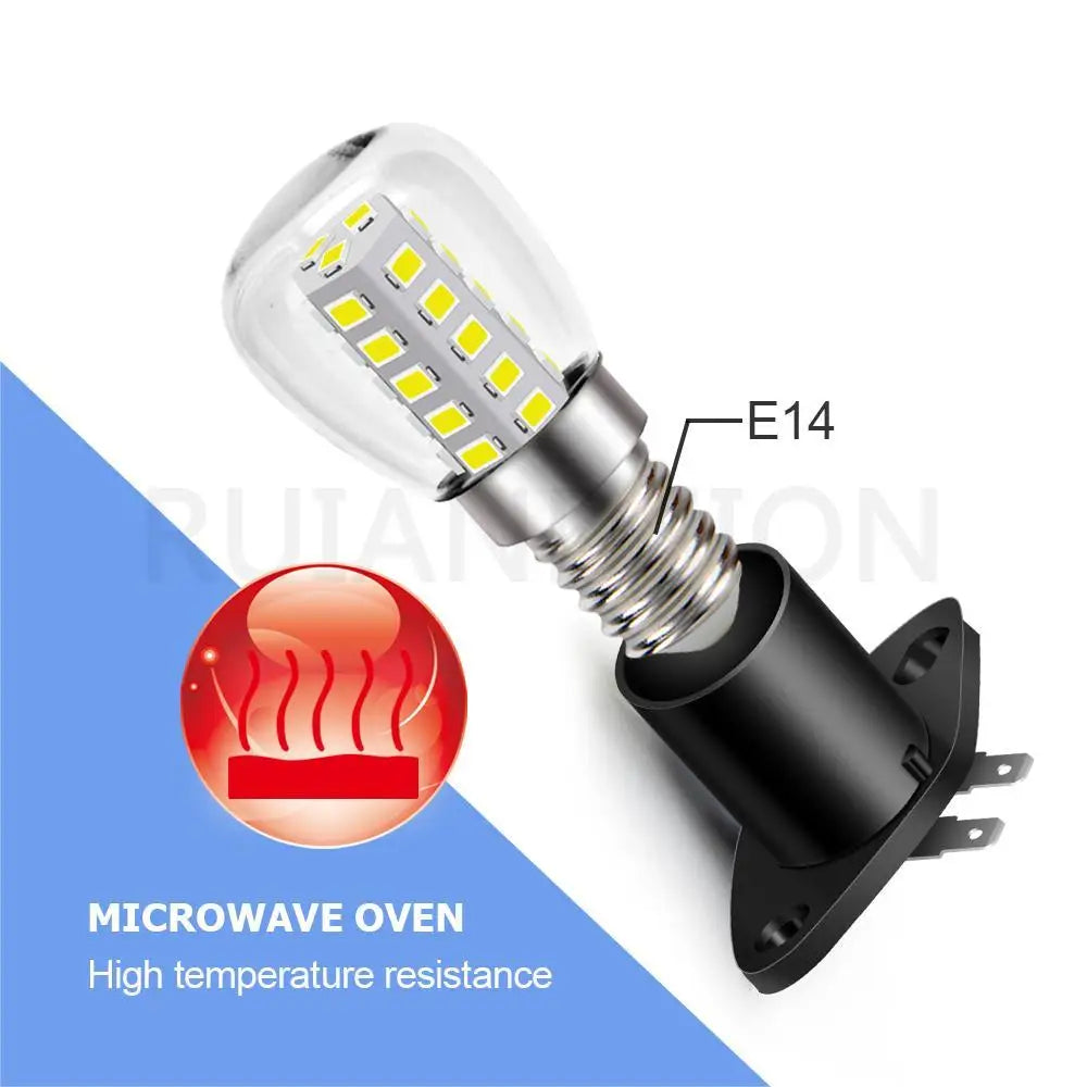 1PC 250V LED Microwave Oven Light Bulb Lamp With Base Vertical Right T170 Base White 6000K 33SMD 2835 Chip